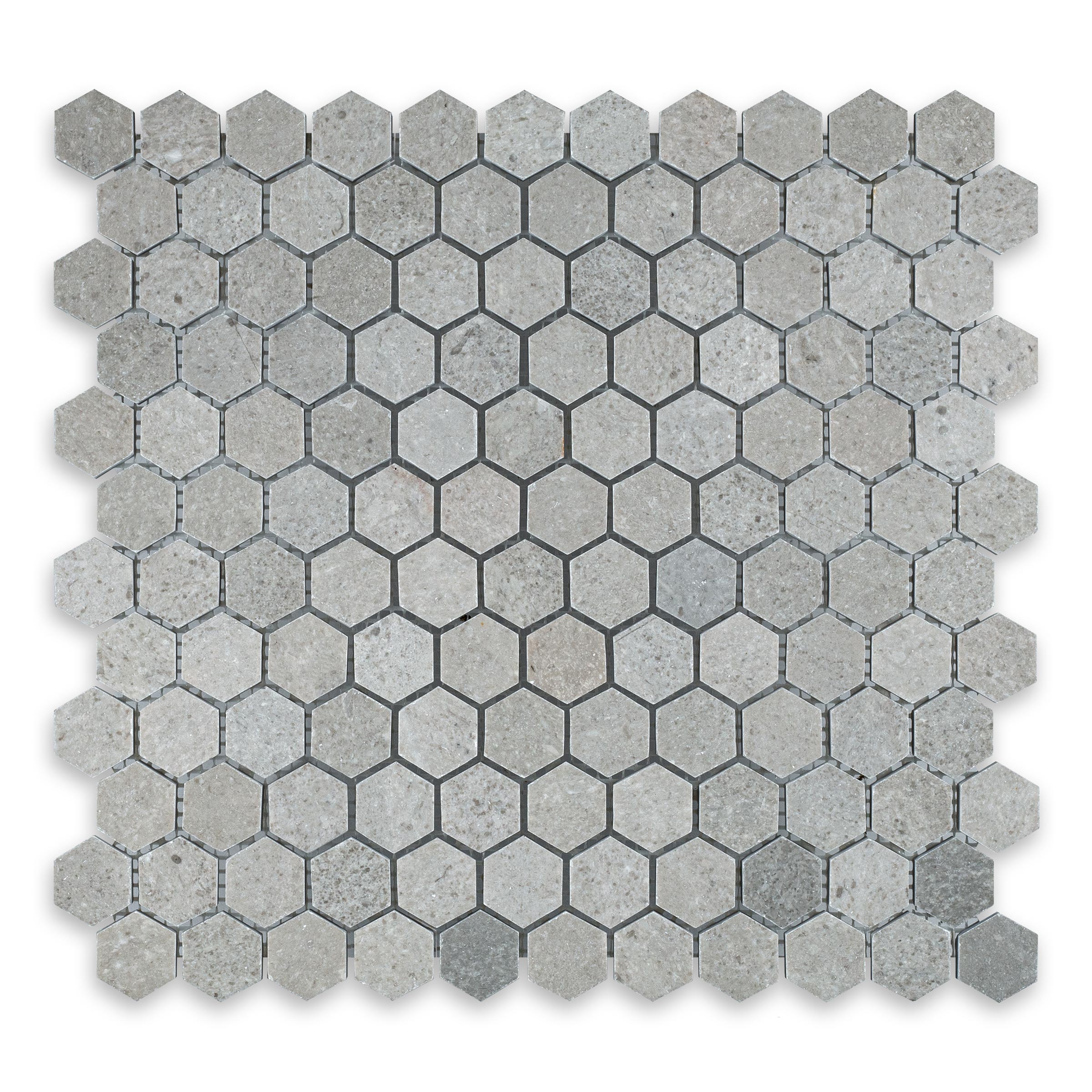 SPANISH GREY: Marble 1" Hexagonal Mosaic (11 1/4"x11 1/2"x3/8" | Polished)