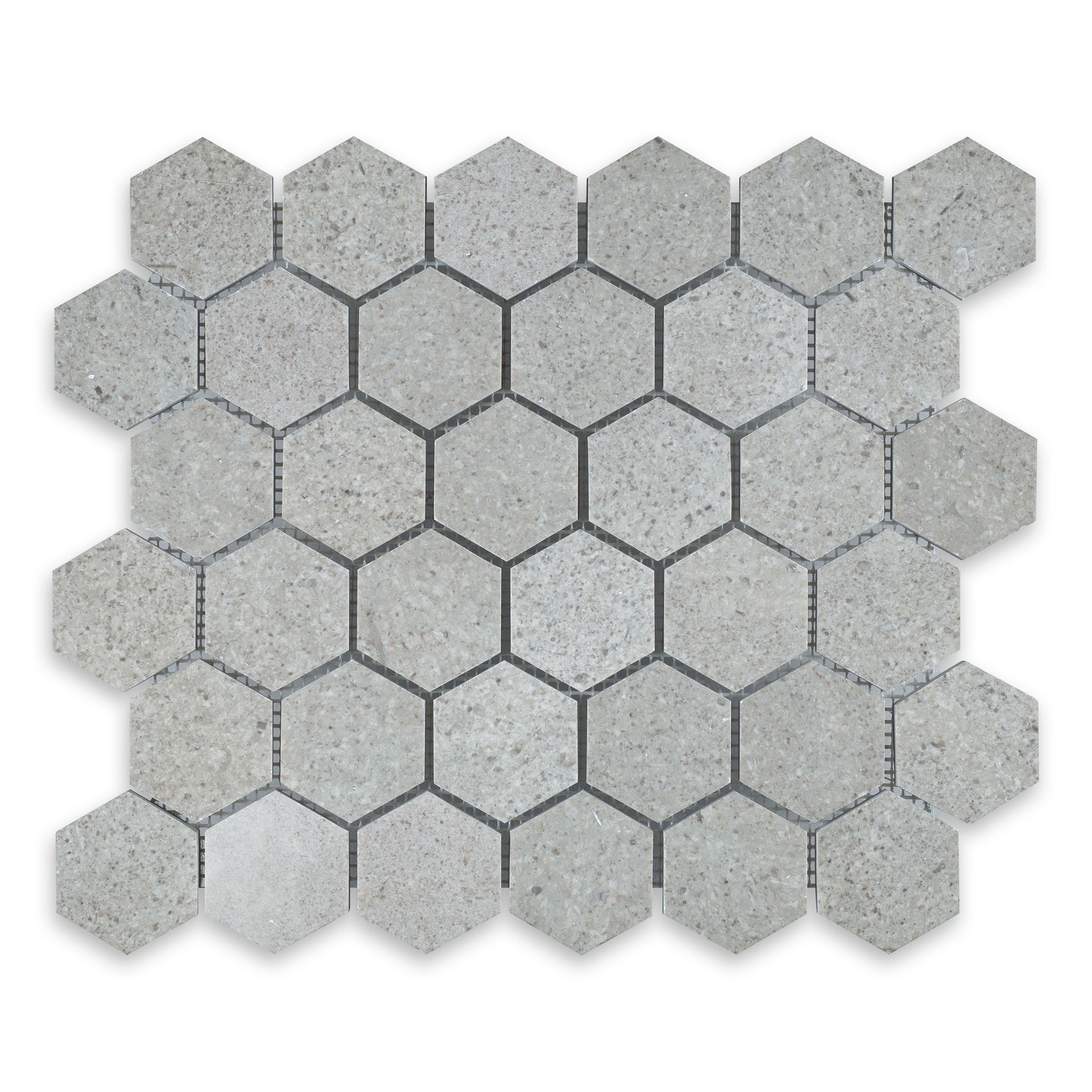 SPANISH GREY: Marble 2" Hexagonal Mosaic (10 3/4"x12 3/8"x3/8" | Polished)