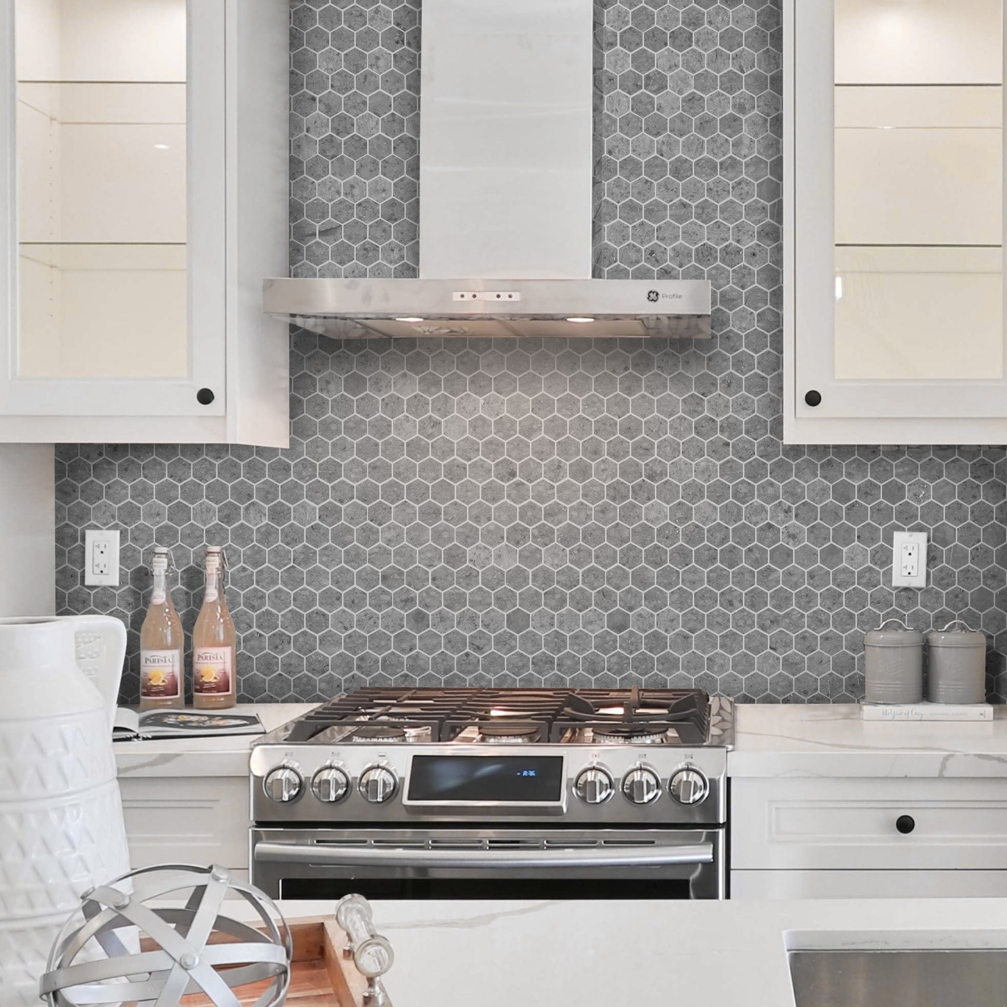 SPANISH GREY: Marble 2" Hexagonal Mosaic (10 3/4"x12 3/8"x3/8" | Polished)