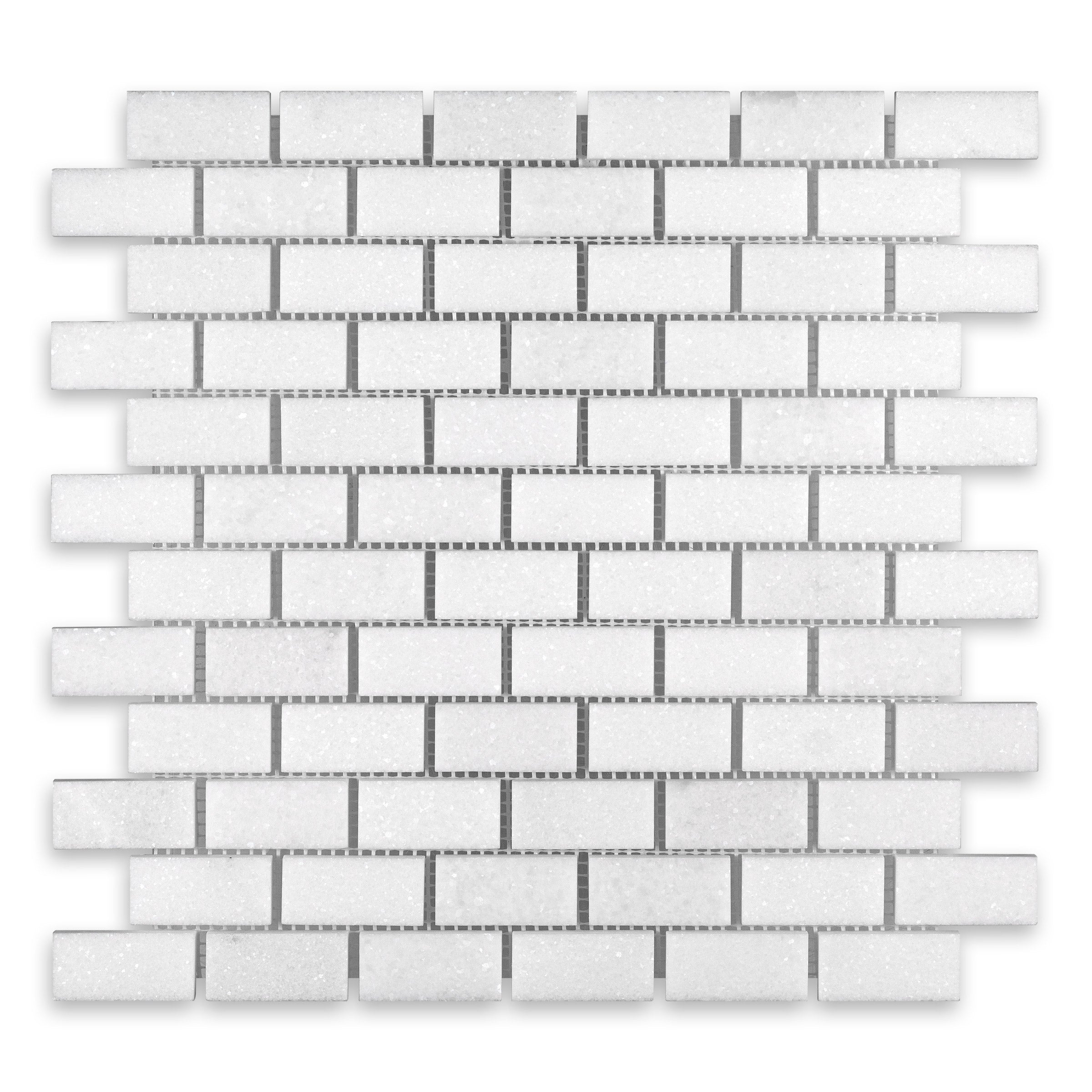 THASSOS WHITE: Marble 1"x2" Staggered Joint Mosaic (12 1/4"x12 3/4"x3/8" | Honed)