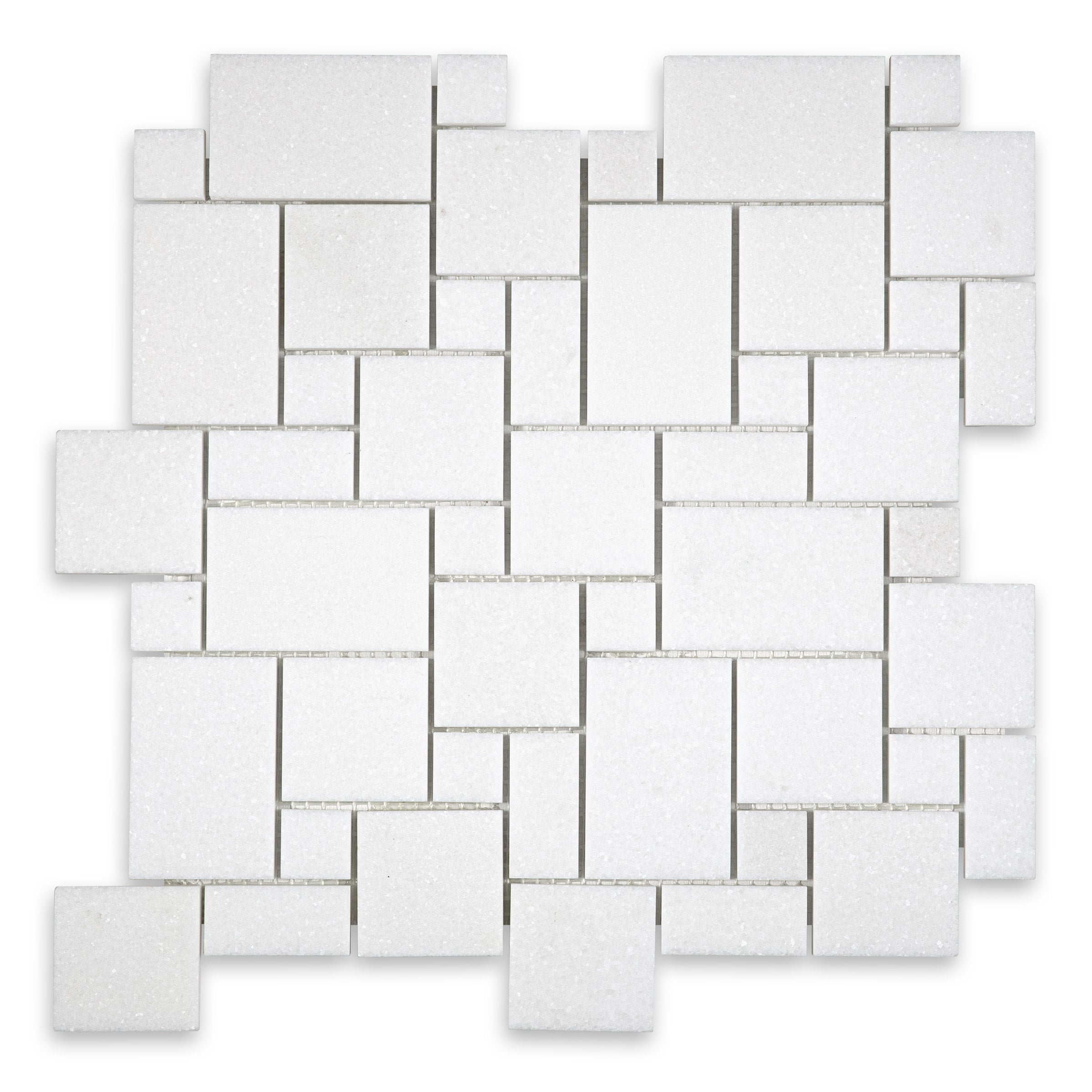 THASSOS WHITE: Marble  Mini Versailles Mosaic (11 3/4"x11 3/4"x3/8" | Honed)