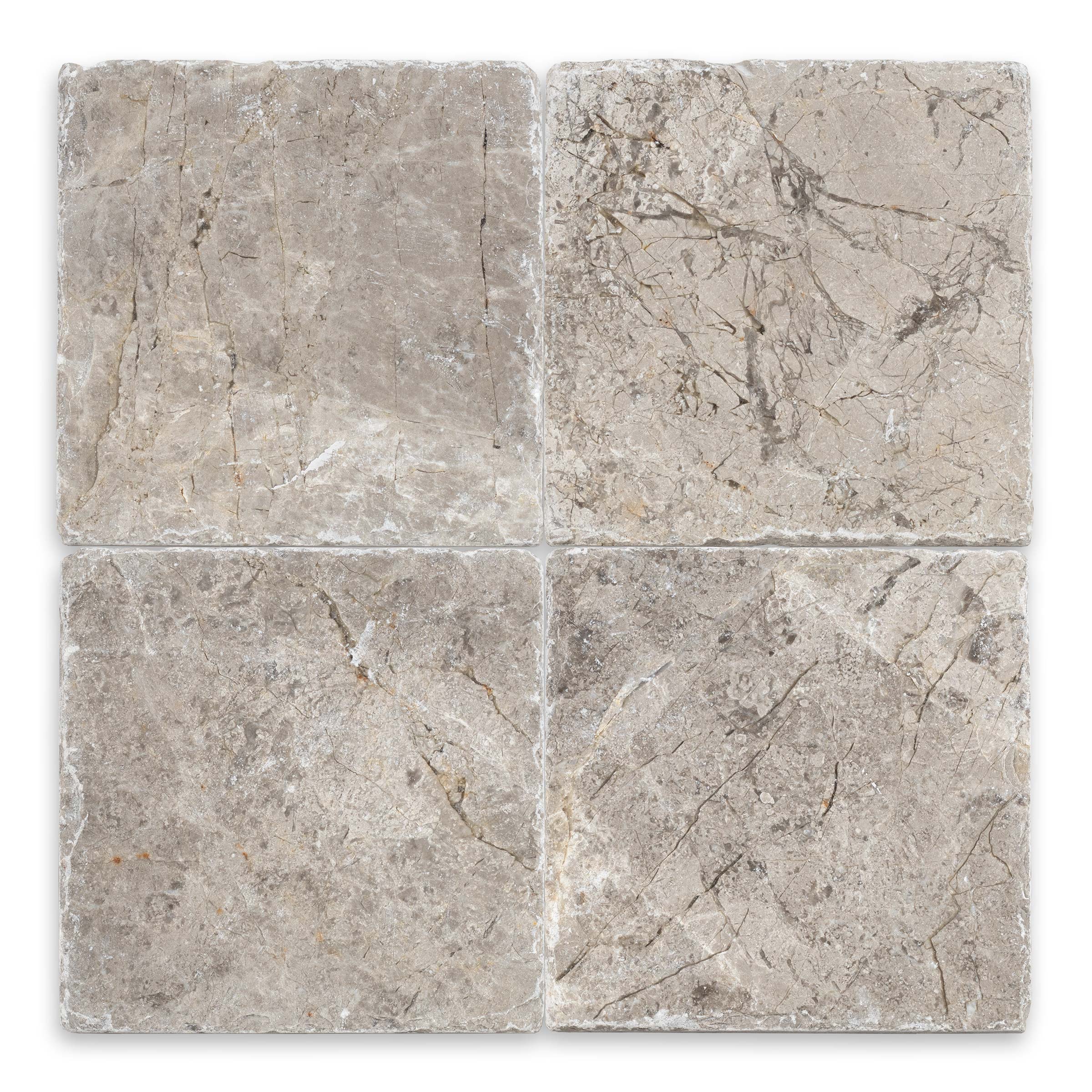 TUNDRA GREY: Marble Square Field Tile (6"x6"x3/8" | Tumbled)