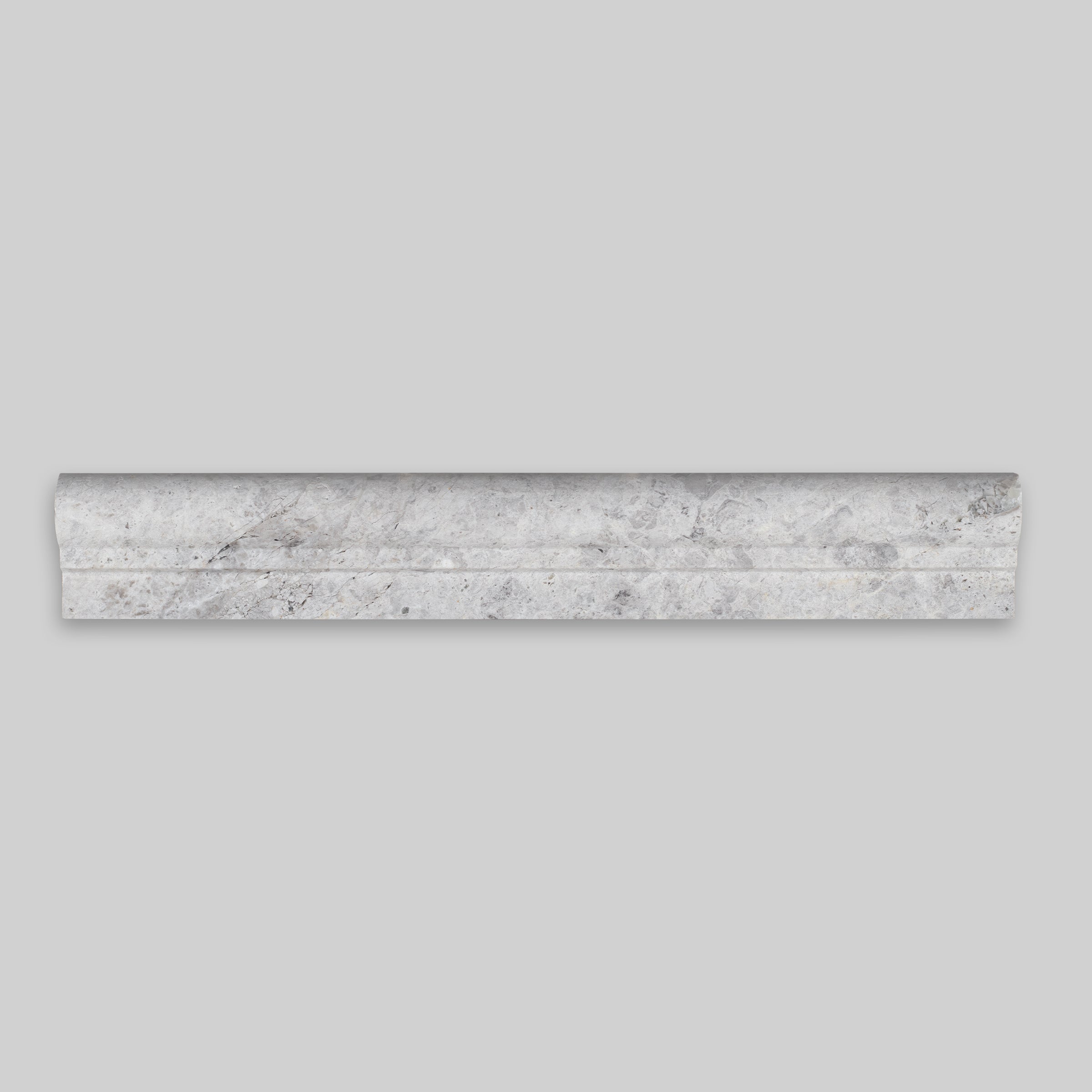 TUNDRA GREY: Marble F1 Chairrail Tile Accessory (2"x12"x1" | Honed)