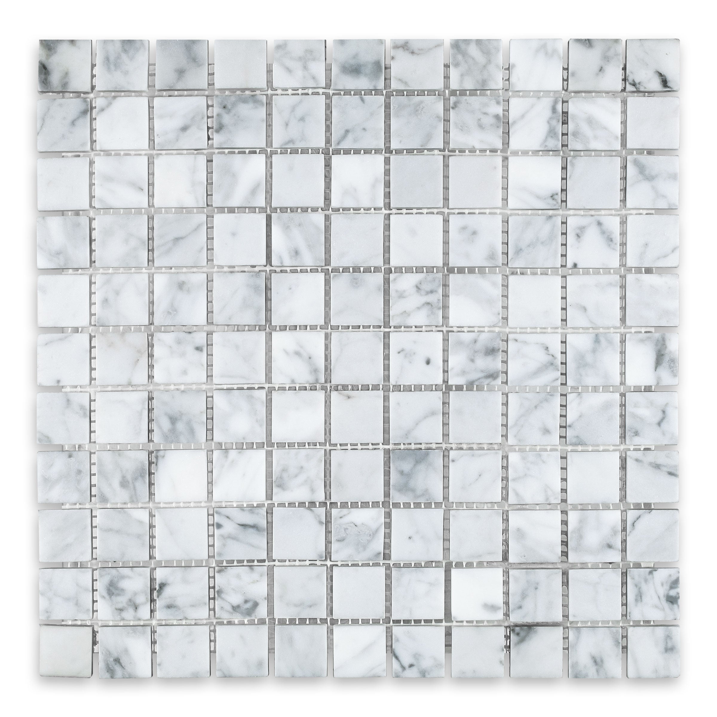 WHITE CARRARA: Marble 1" Straight Stack Mosaic (12"x12"x3/8" | Honed)