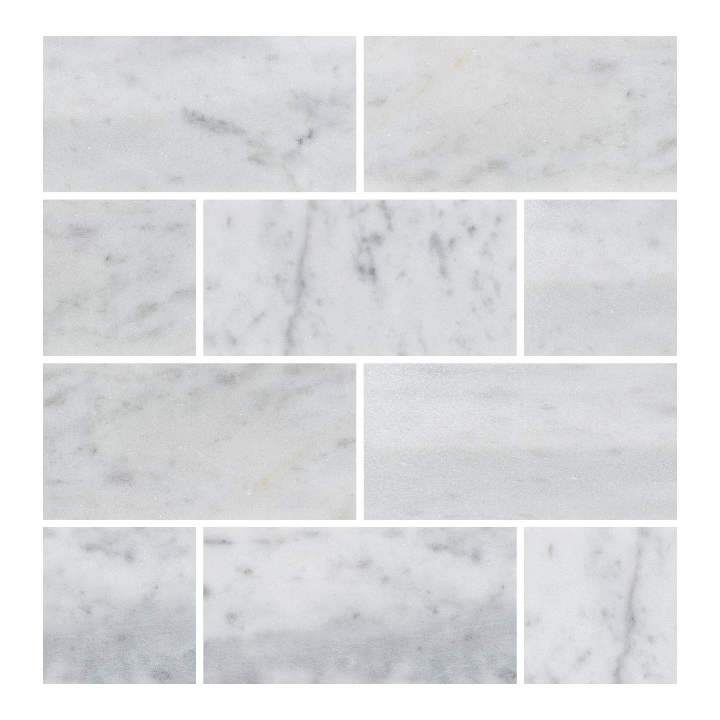 WHITE CARRARA: Marble Rectangle Field Tile (3"x6"x3/8" | Honed)