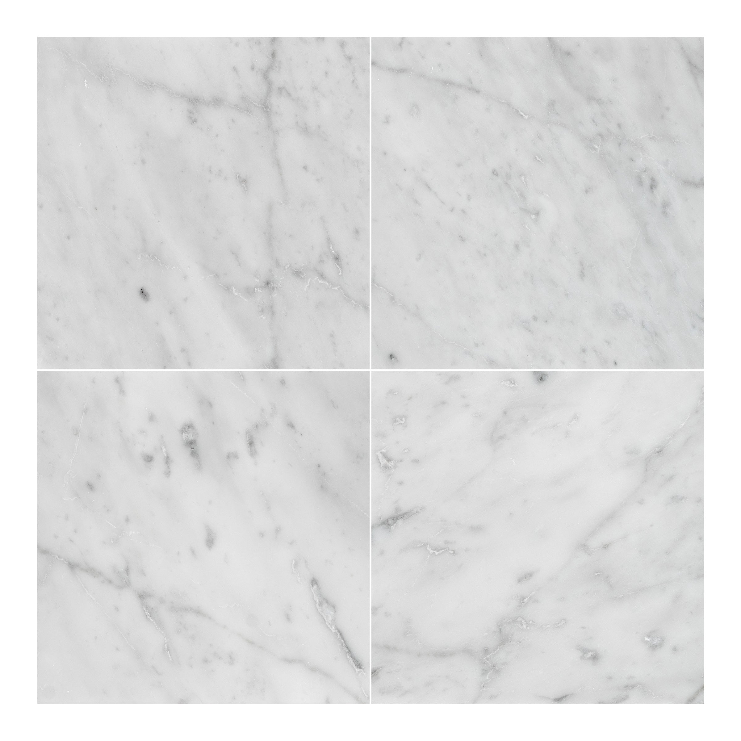 WHITE CARRARA: Marble Square Field Tile (6"x6"x3/8" | Polished)