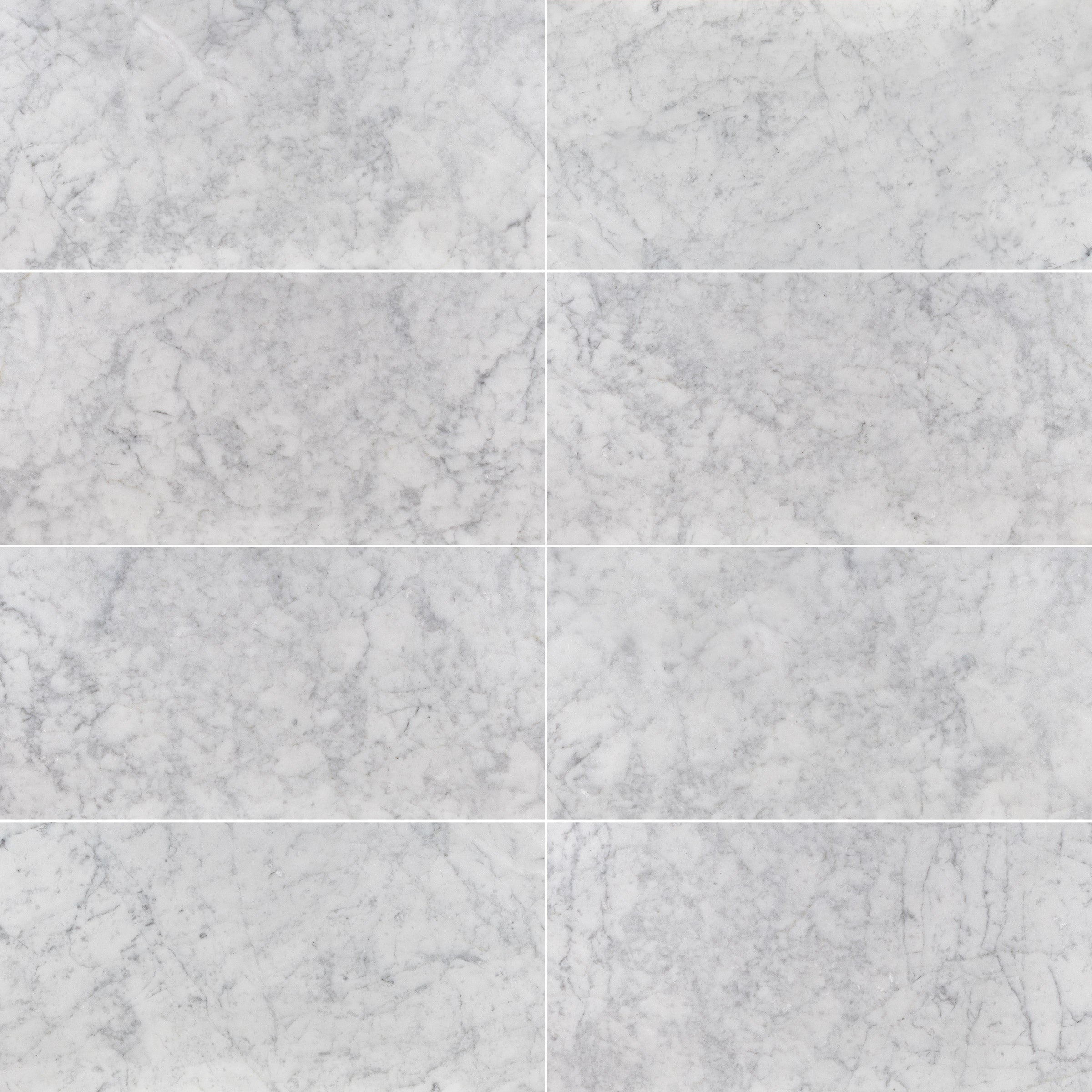 WHITE CARRARA: Marble Rectangle Field Tile (12"x24"x3/8" | Honed)