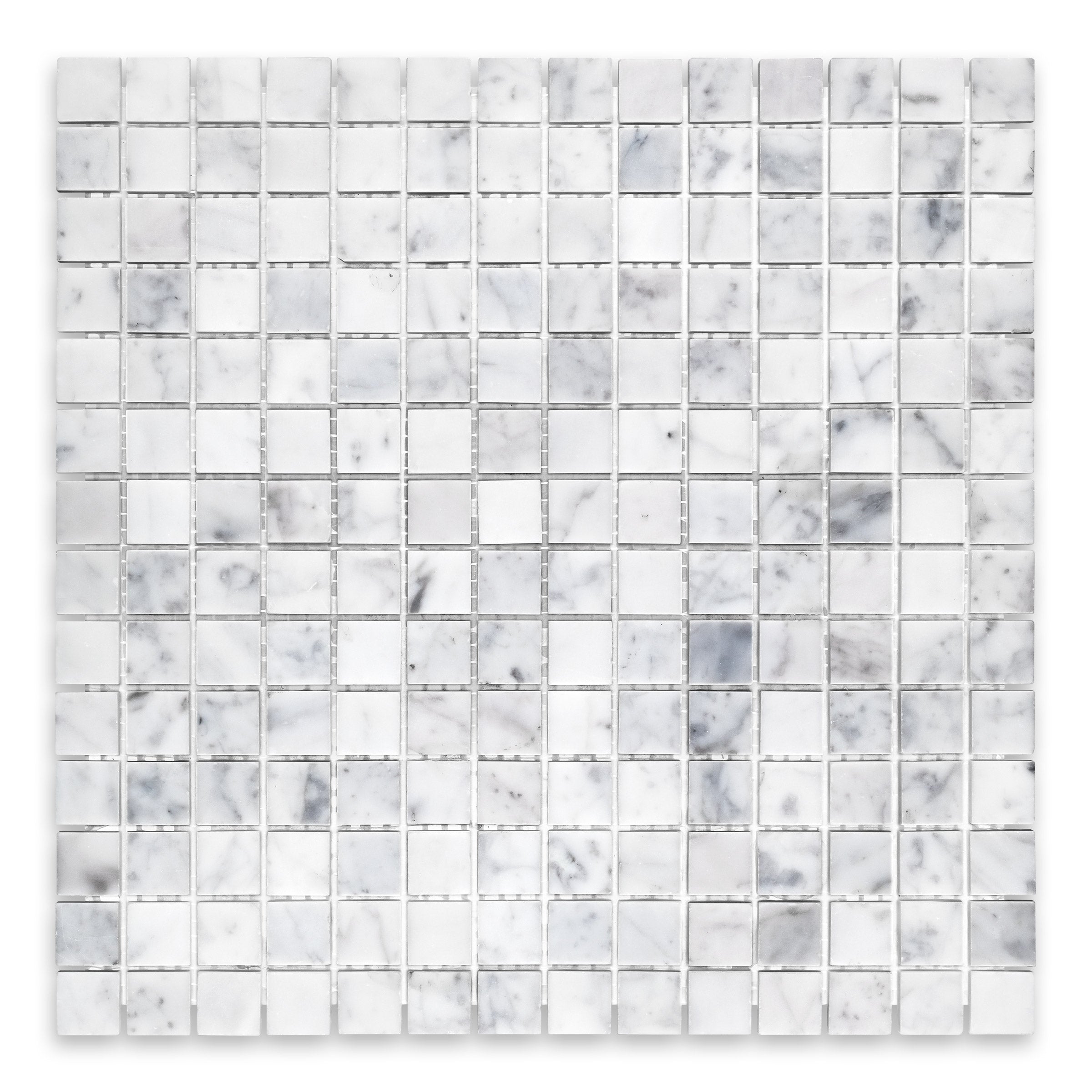 WHITE CARRARA: Marble 3/4" Straight Stack Mosaic (12"x12"x3/8" | Polished)