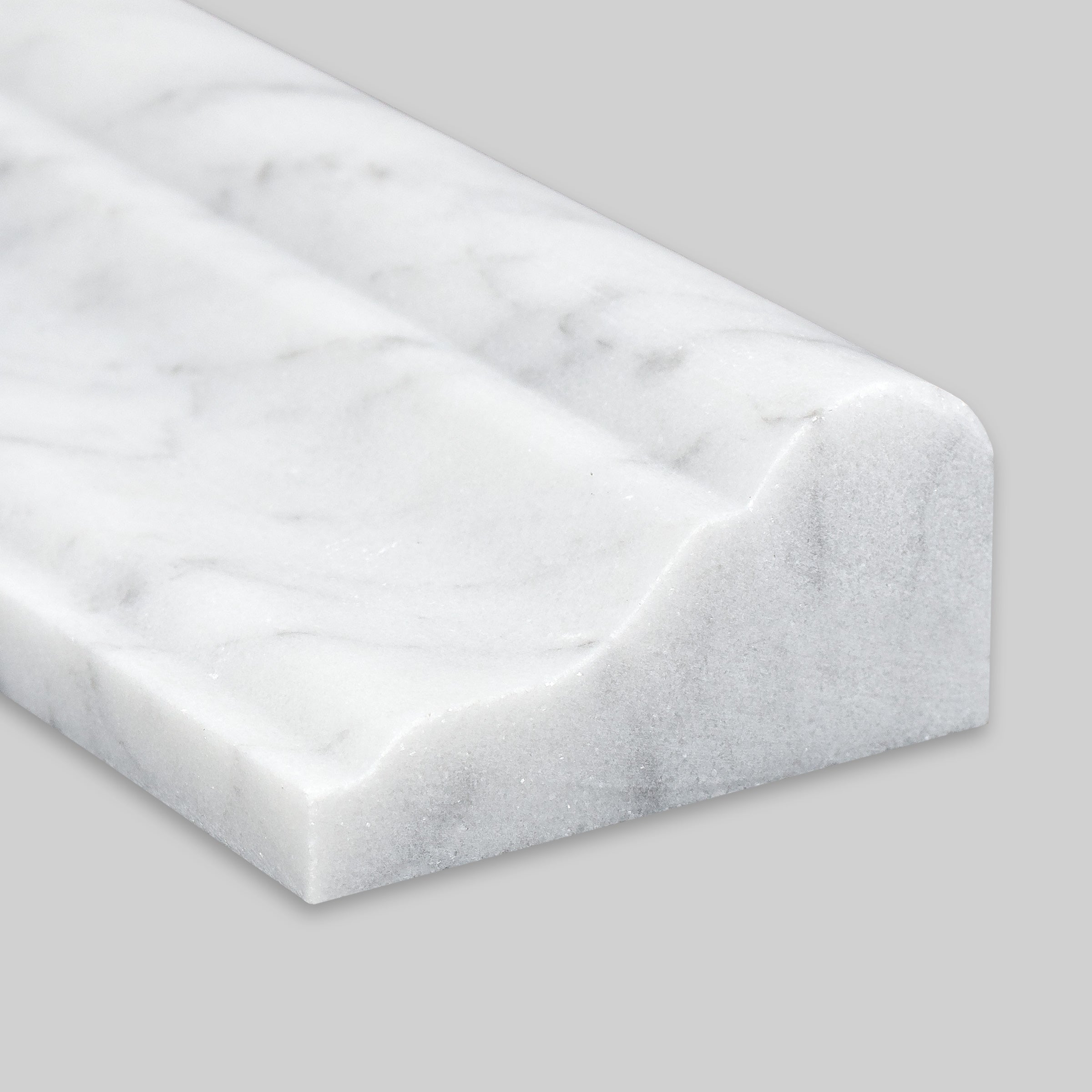 WHITE CARRARA: Marble F5 Chairrail Tile Accessory (2"x12"x1" | Honed)