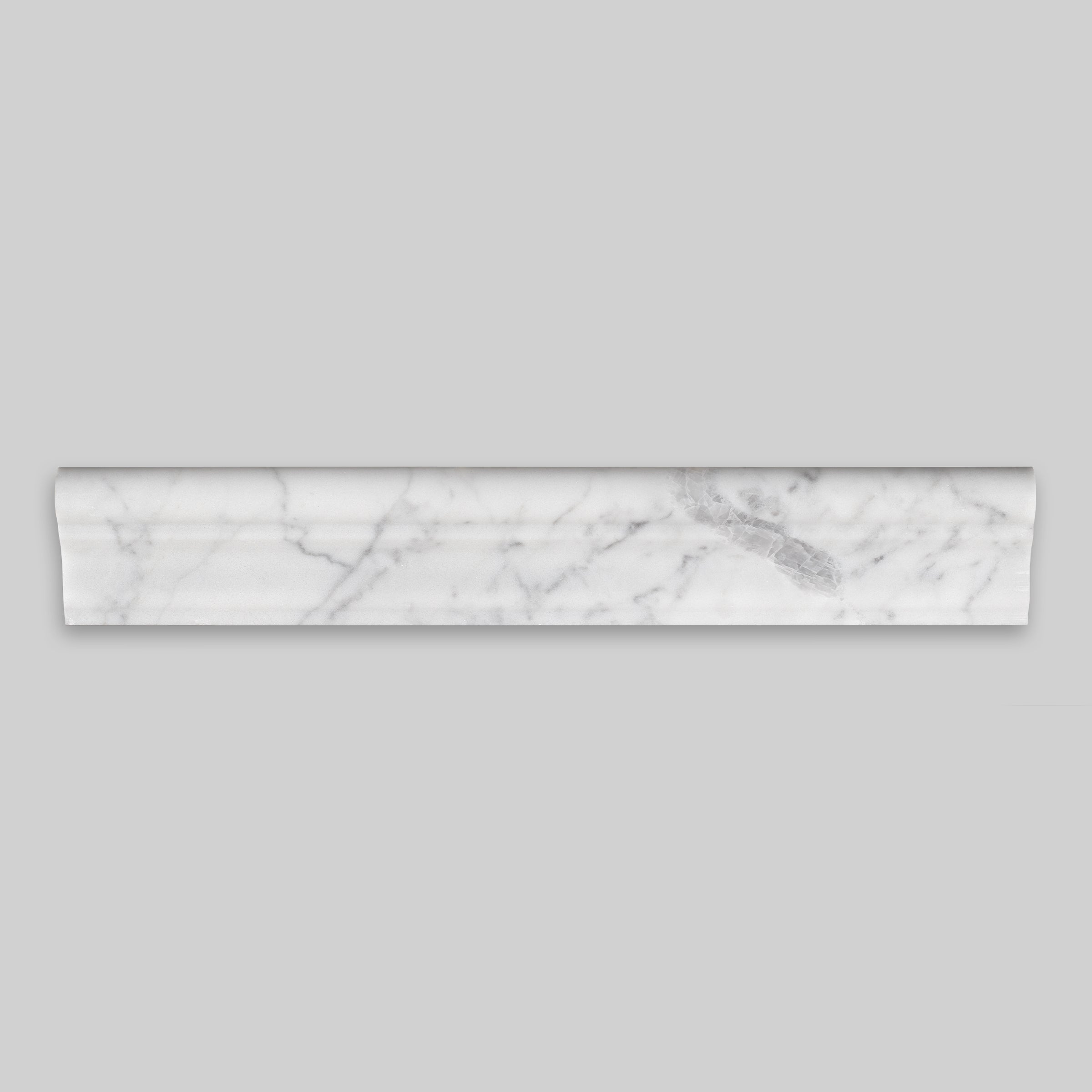 WHITE CARRARA: Marble F5 Chairrail Tile Accessory (2"x12"x1" | Honed)