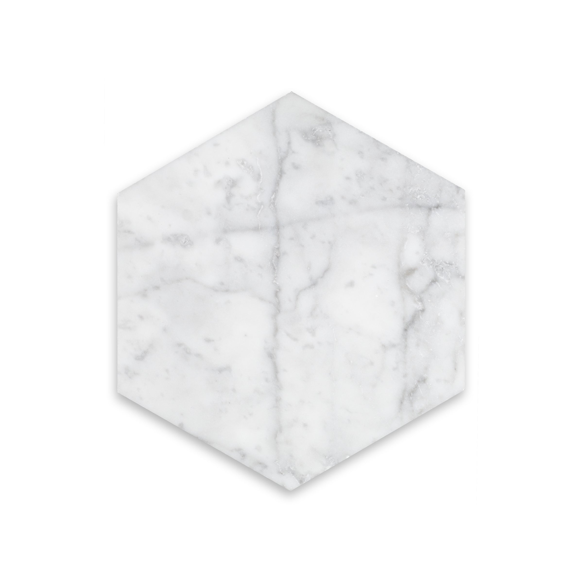 WHITE CARRARA: Marble Hexagon Field Tile (6" | Honed)