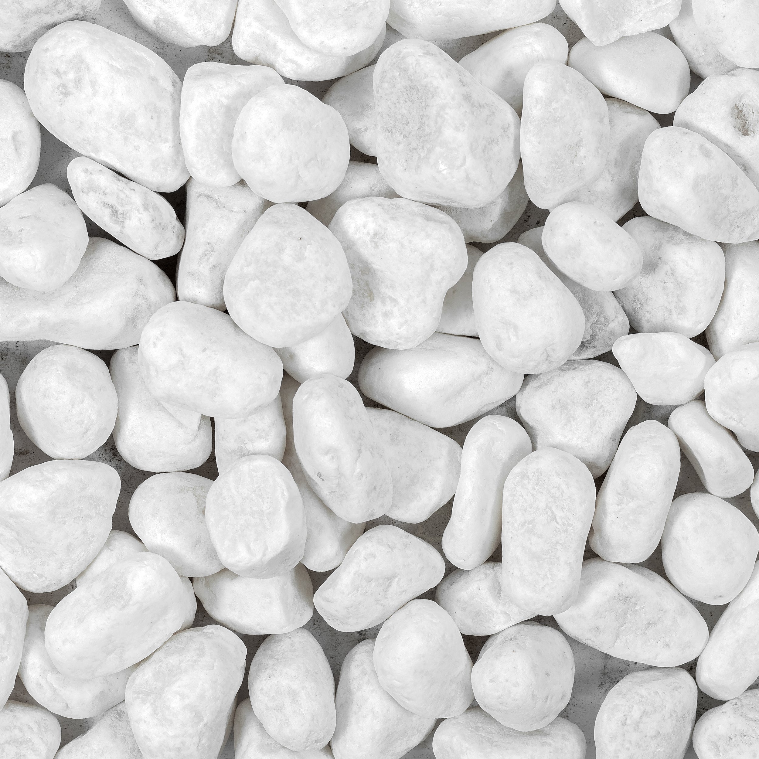 ICE WHITE: Marble Medium Loose Pebbles (50 lbs | Tumbled)