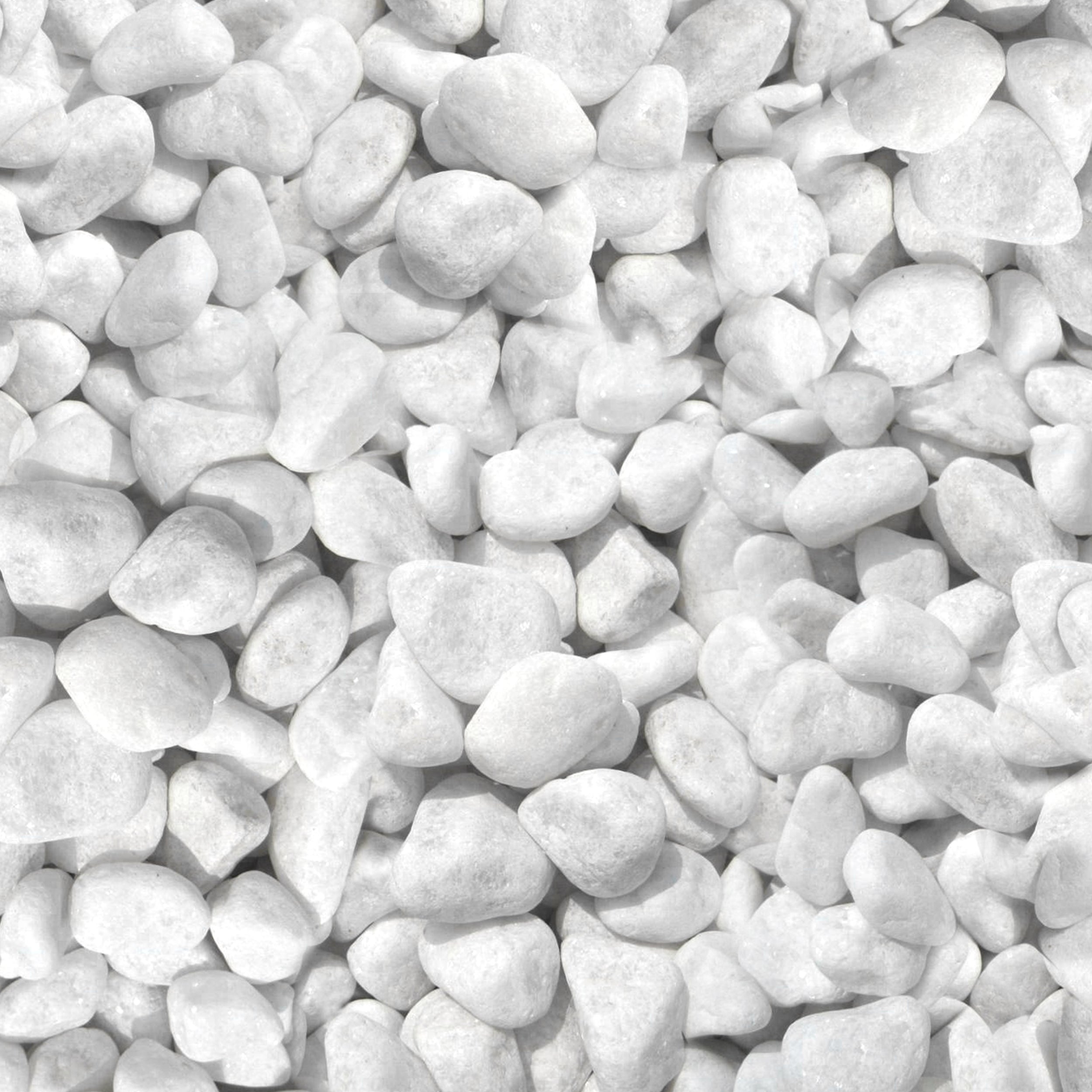 ICE WHITE: Marble Small Loose Pebbles (50 lbs | Tumbled)