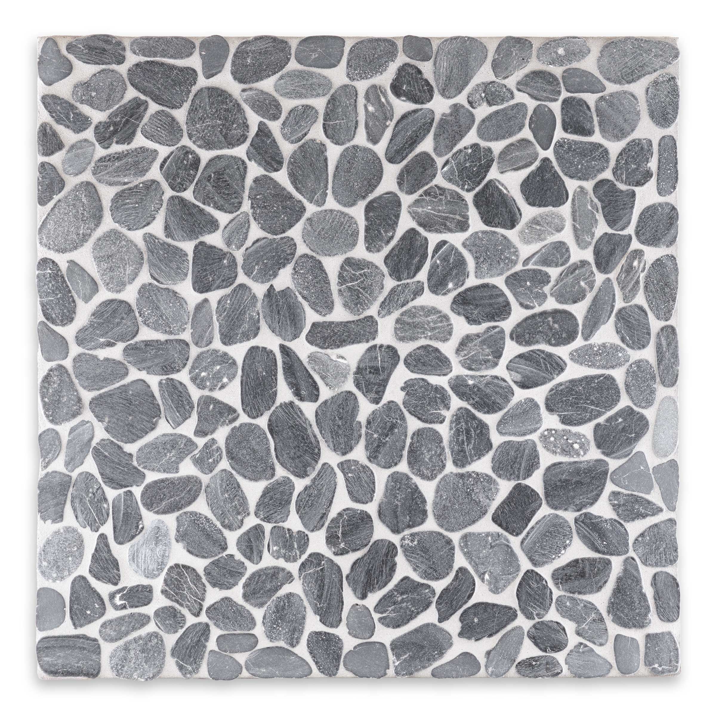 PEBBLES: Black Flat Pebbles Mosaic (12"x12"x3/8" | Honed)