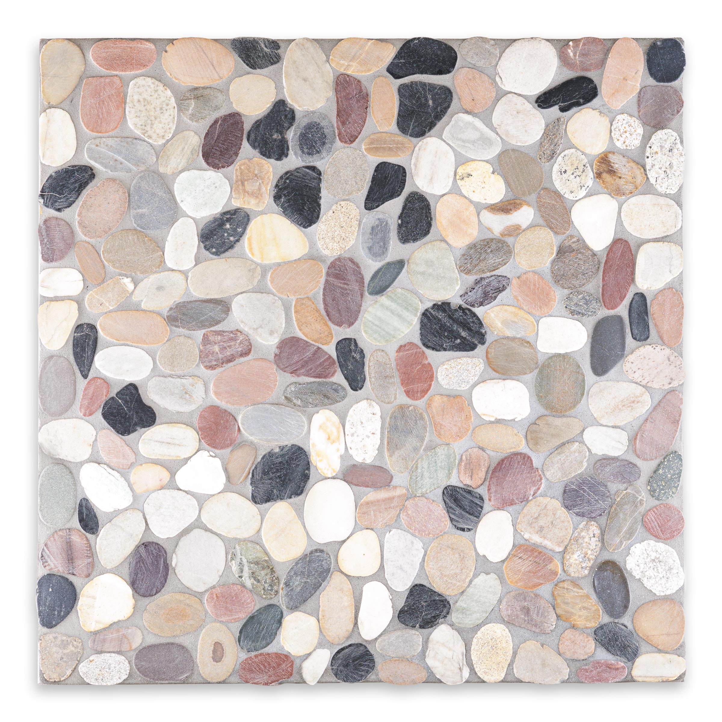 PEBBLES: Mixed Flat Pebbles Mosaic (12"x12"x3/8" | Honed)