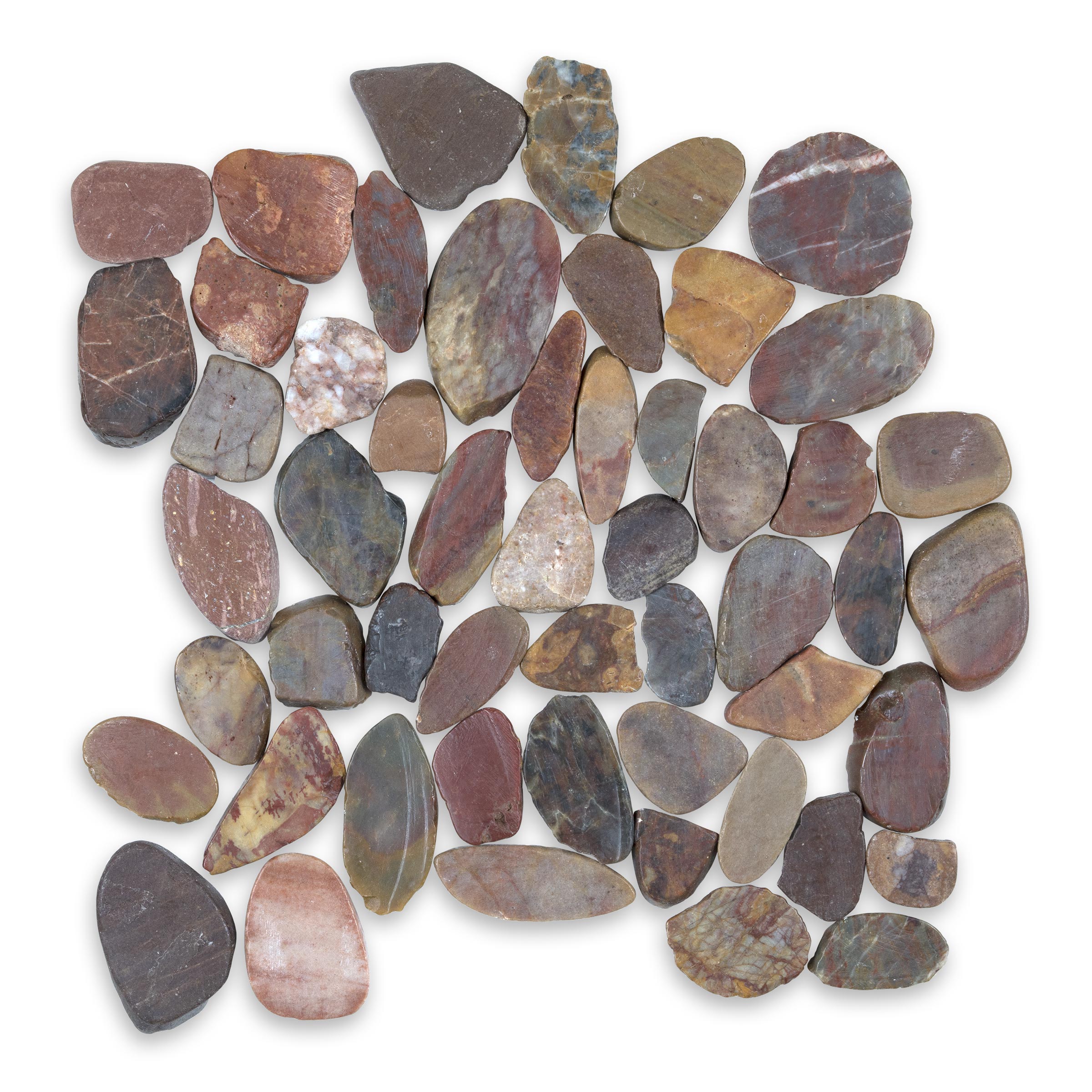 PEBBLES: Red Flat Pebbles Mosaic (12"x12"x3/8" | Polished)