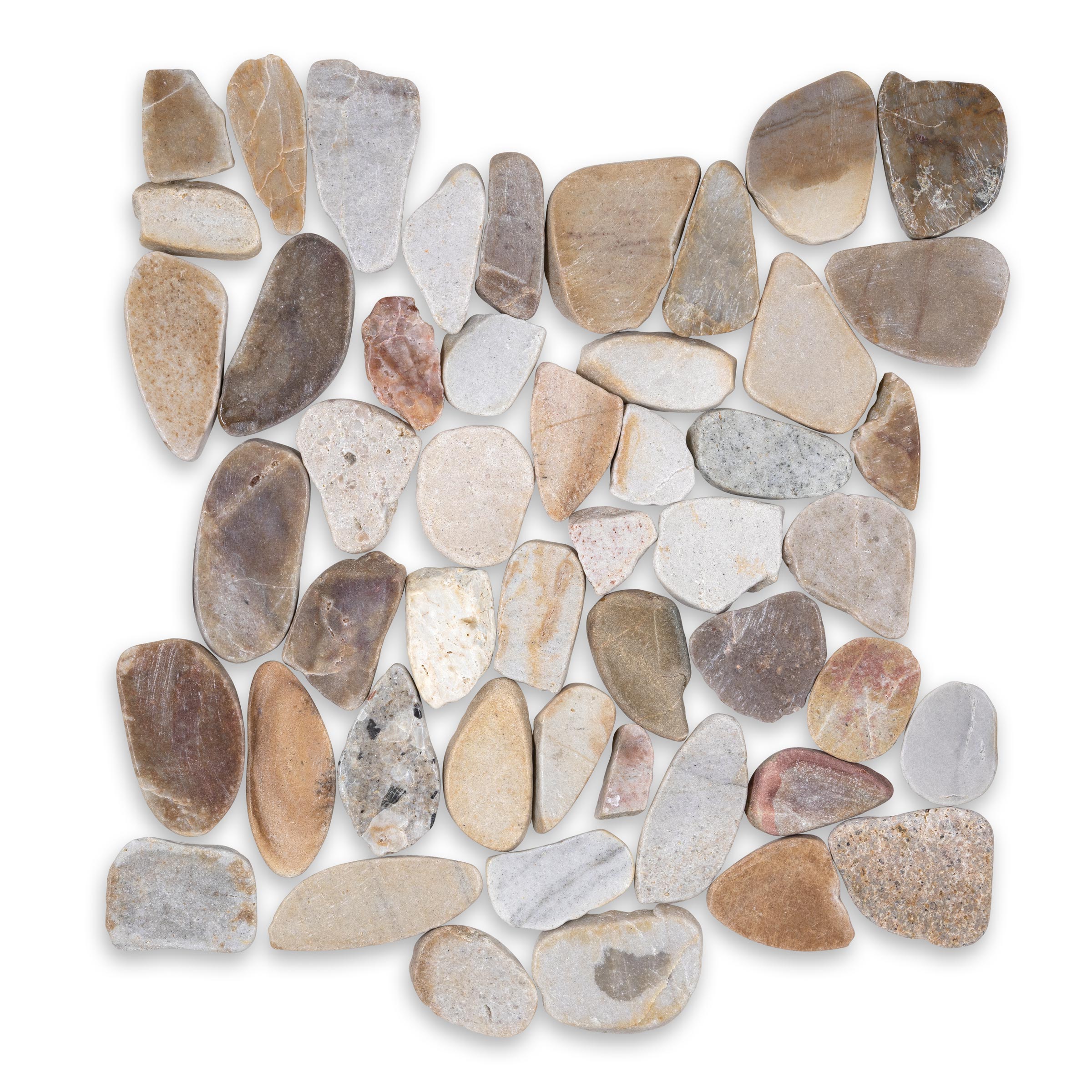 PEBBLES: Sand Flat Pebbles Mosaic (12"x12"x3/8" | Polished)