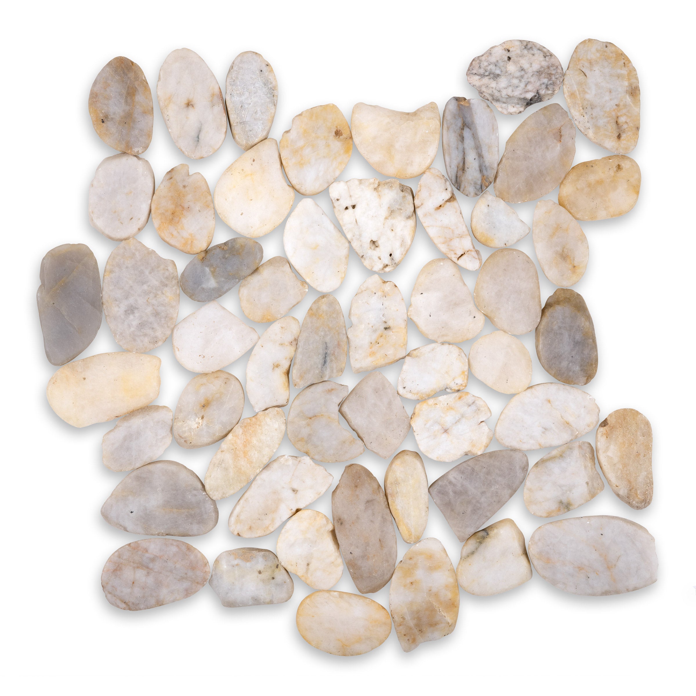 PEBBLES: White Flat Pebbles Mosaic (12"x12"x3/8" | Polished)