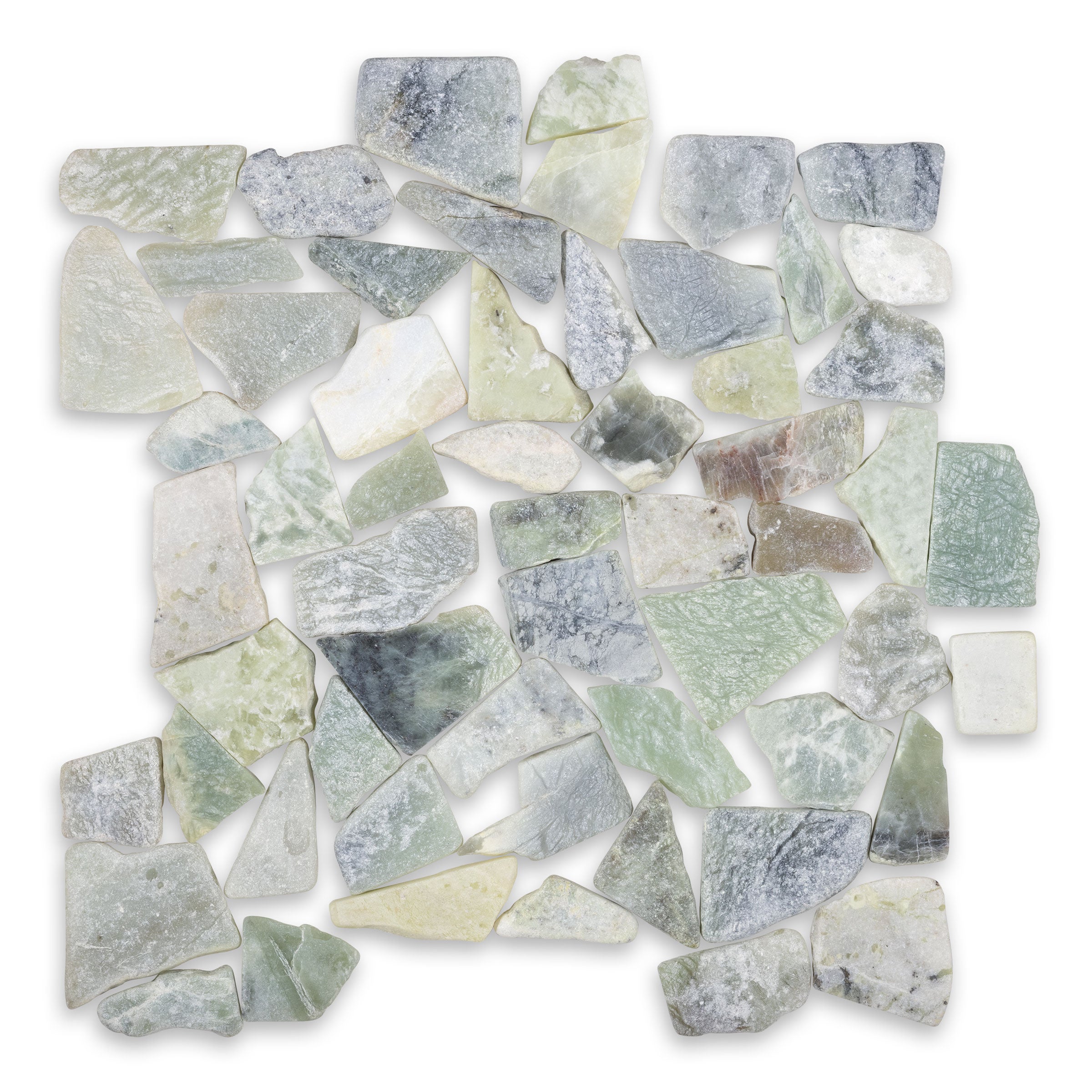 PEBBLES: Celadon Natural Shapes Mosaic (12"x12"x3/8" | Tumbled)