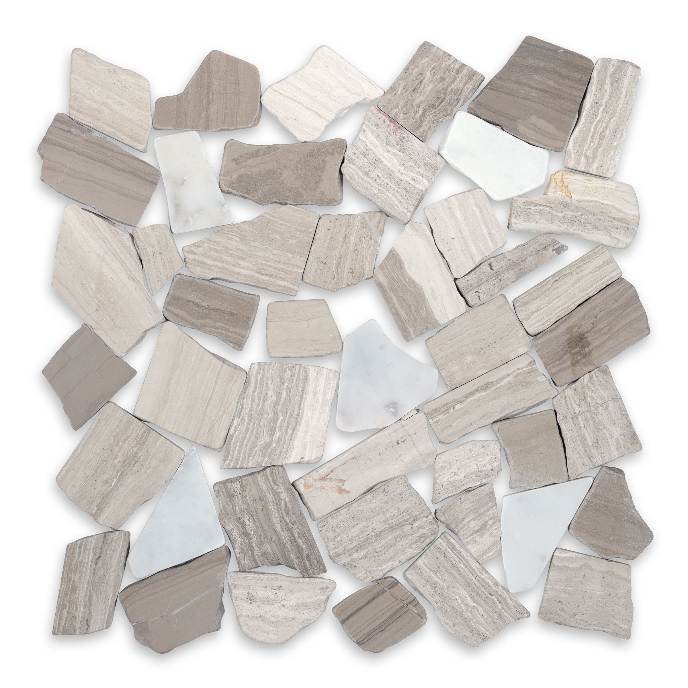 PEBBLES: Driftwood Natural Shapes Mosaic (12"x12"x3/8" | Honed)