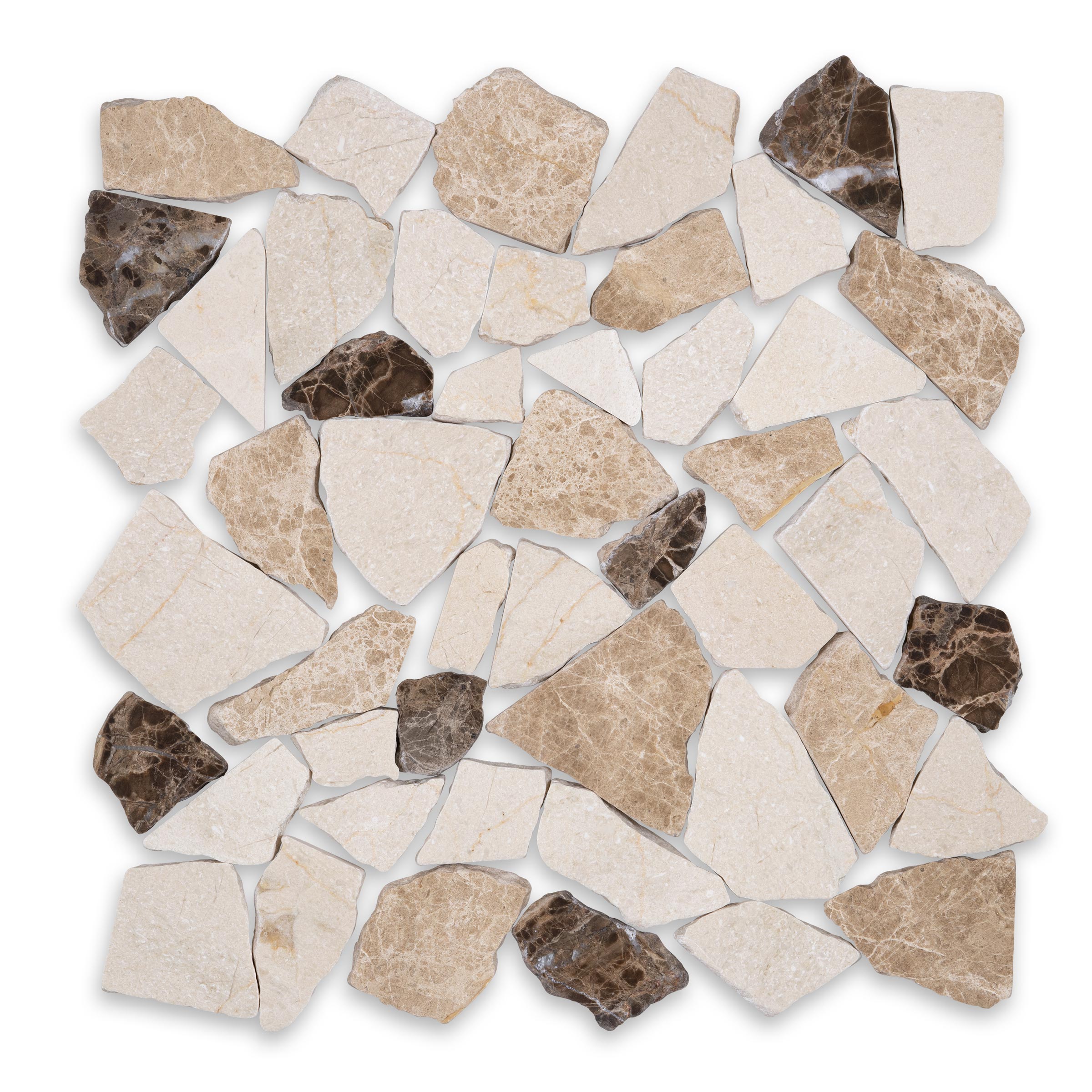 PEBBLES: Moka Natural Shapes Mosaic (12"x12"x3/8" | Polished)