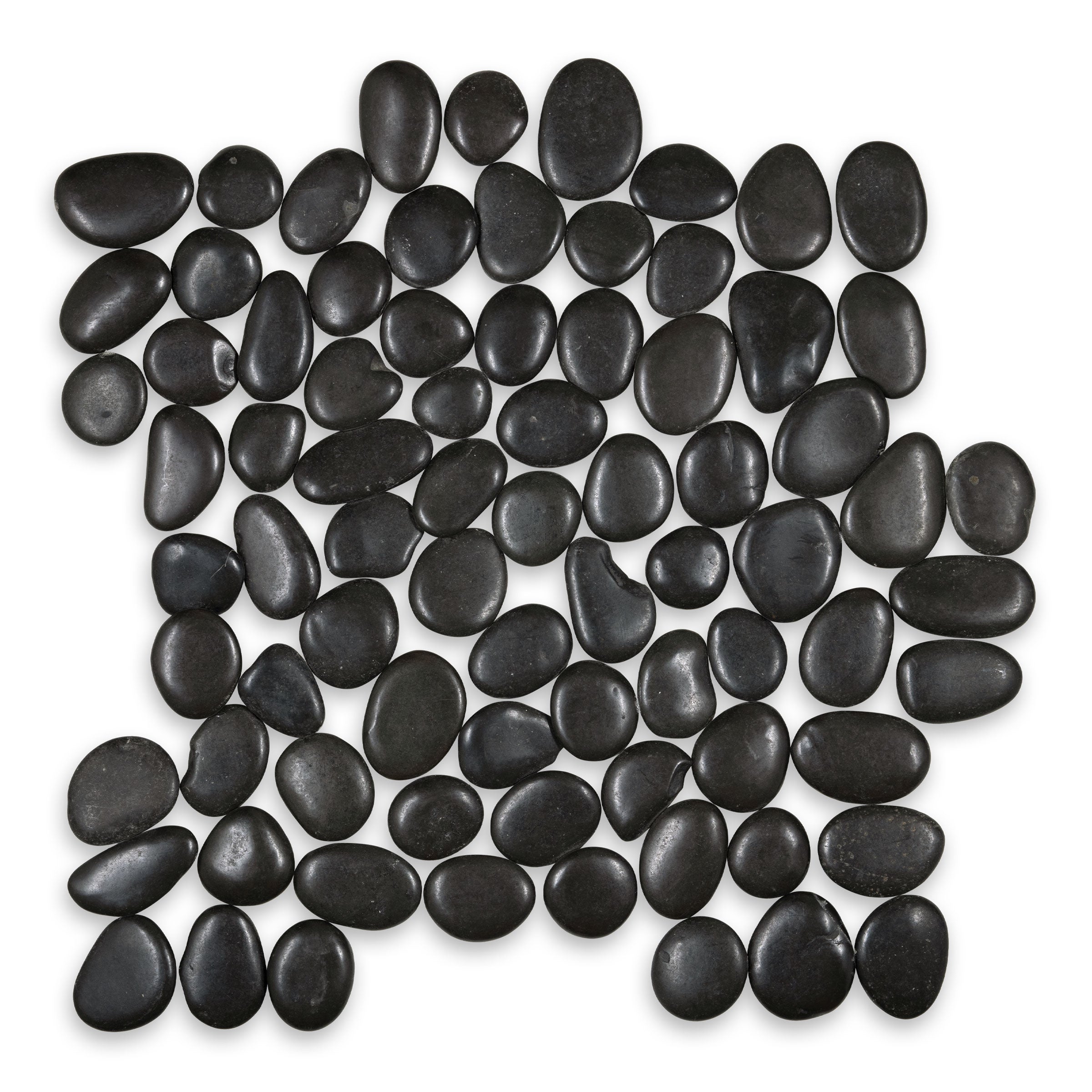 PEBBLES: Obsidian Round Pebbles Mosaic (12"x12"x3/8" | Polished)