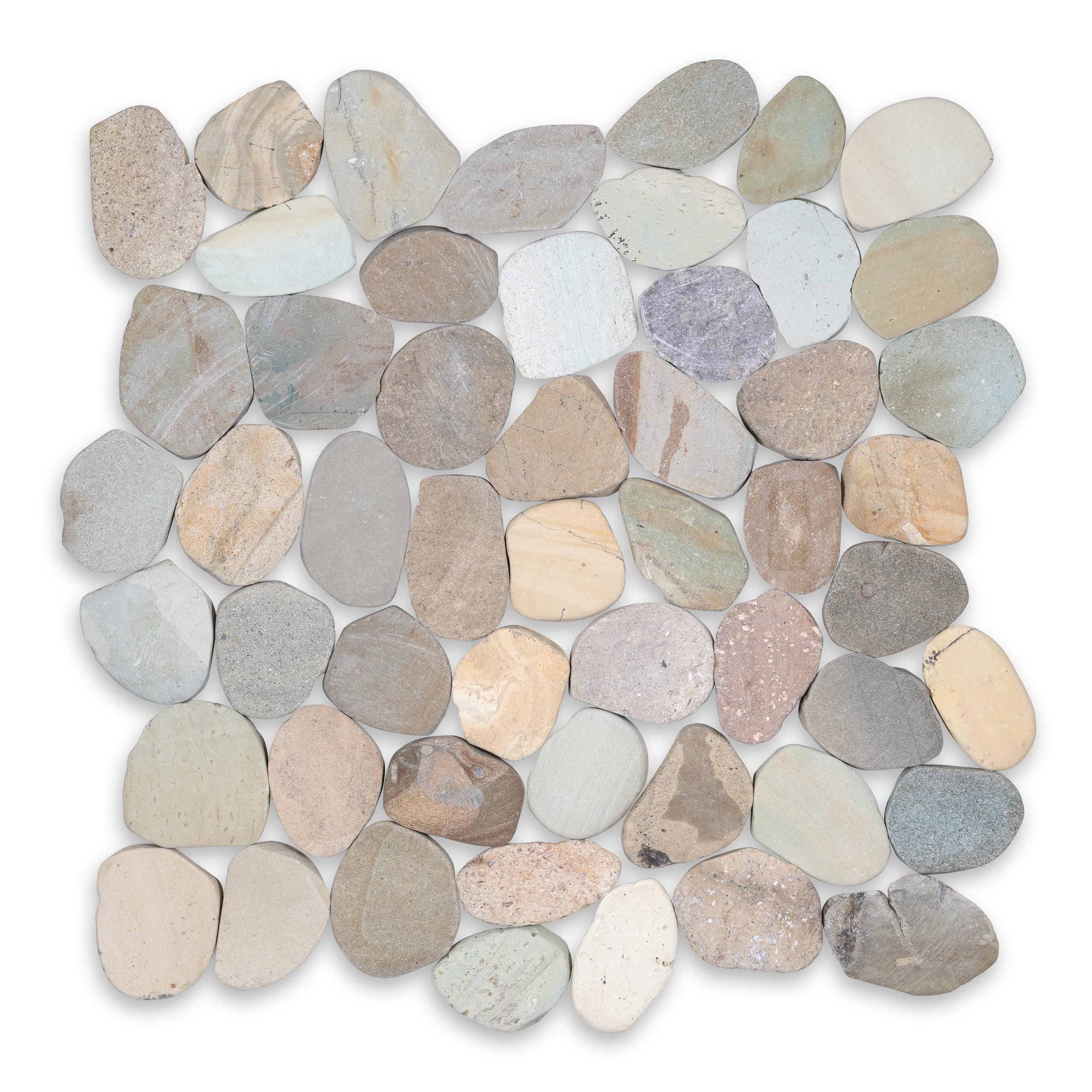 PEBBLES: Bali Sliced Flat Pebbles Mosaic (12"x12"x3/8" | Honed)