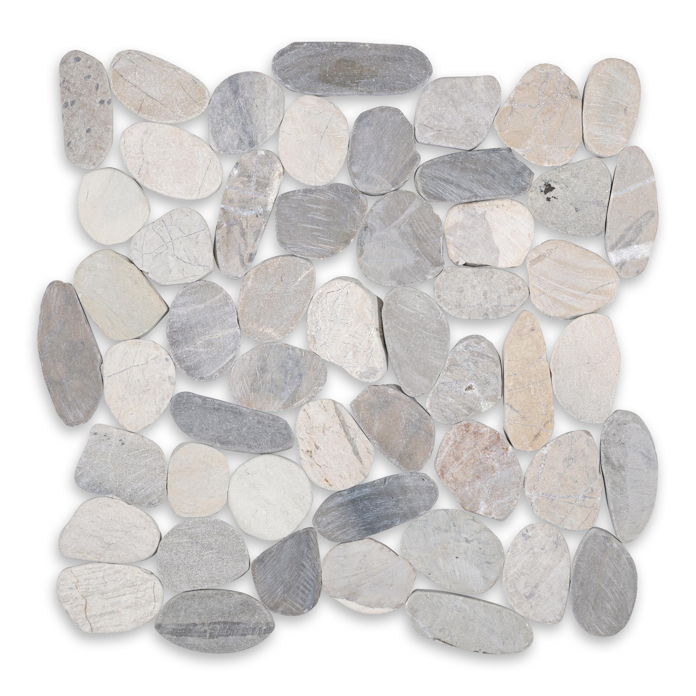 PEBBLES: Revere Sliced Flat Pebbles Mosaic (12"x12"x3/8" | Honed)