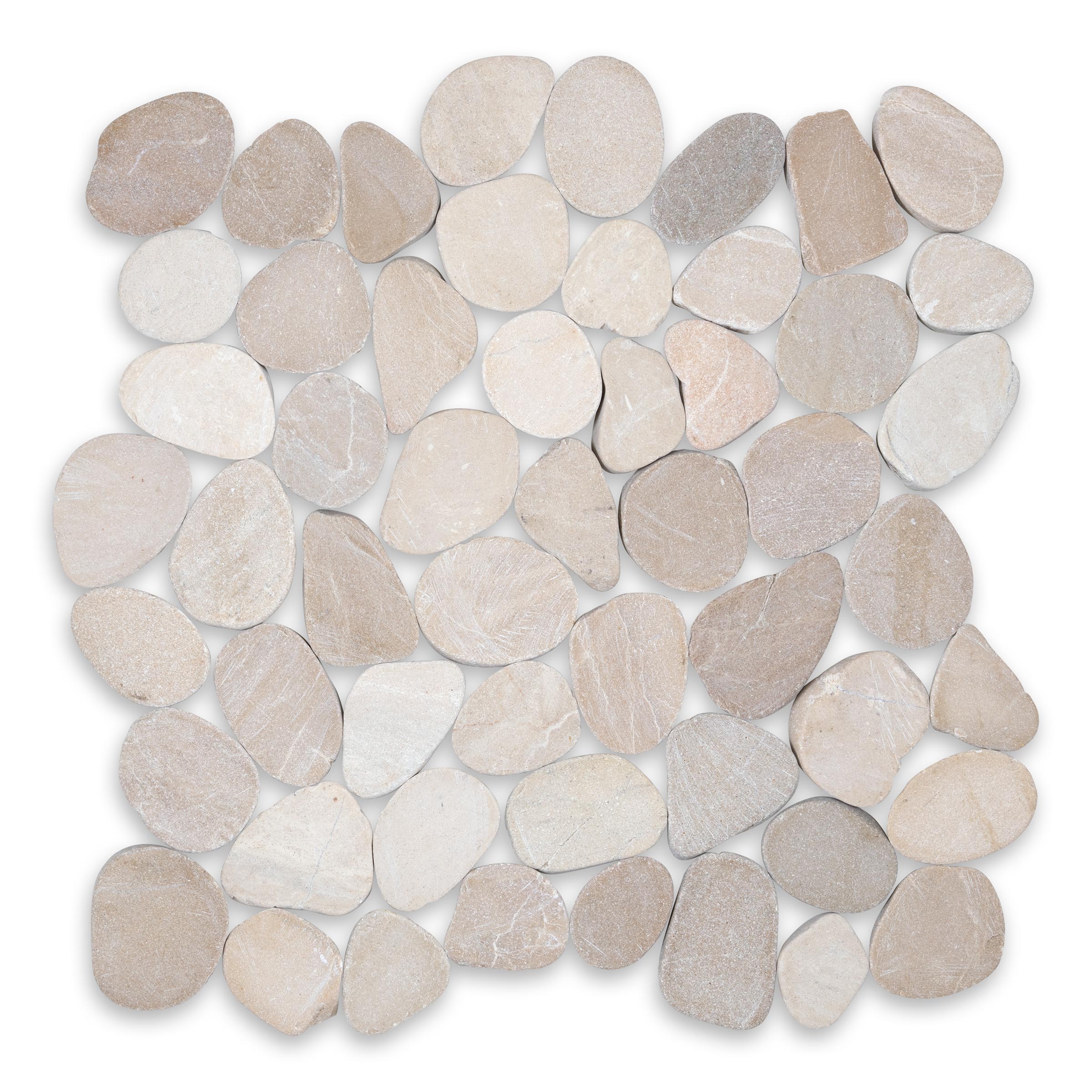 PEBBLES: Sepia Sliced Flat Pebbles Mosaic (12"x12"x3/8" | Honed)