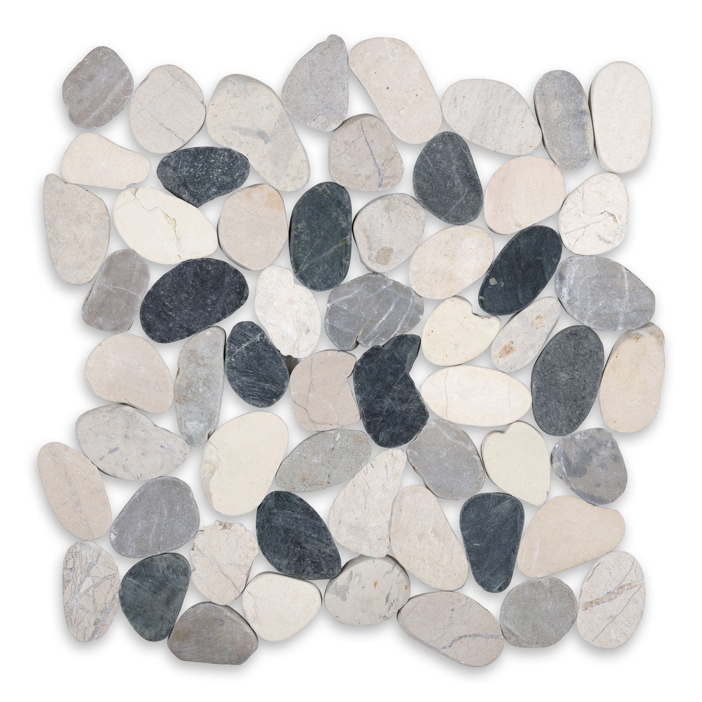 PEBBLES: Silverado Sliced Flat Pebbles Mosaic (12"x12"x3/8" | Honed)