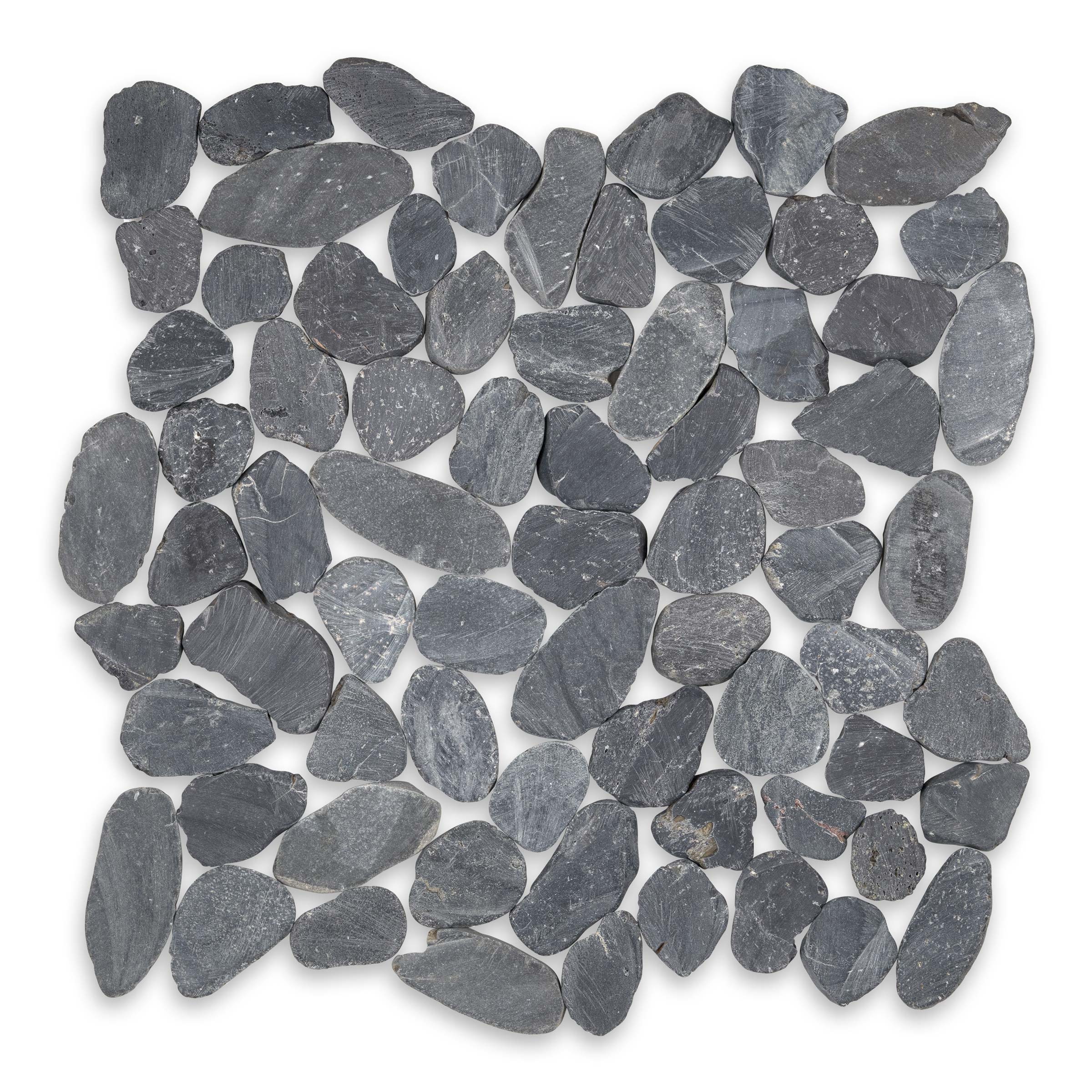 PEBBLES: Sumatra Sliced Flat Pebbles Mosaic (12"x12"x3/8" | Honed)