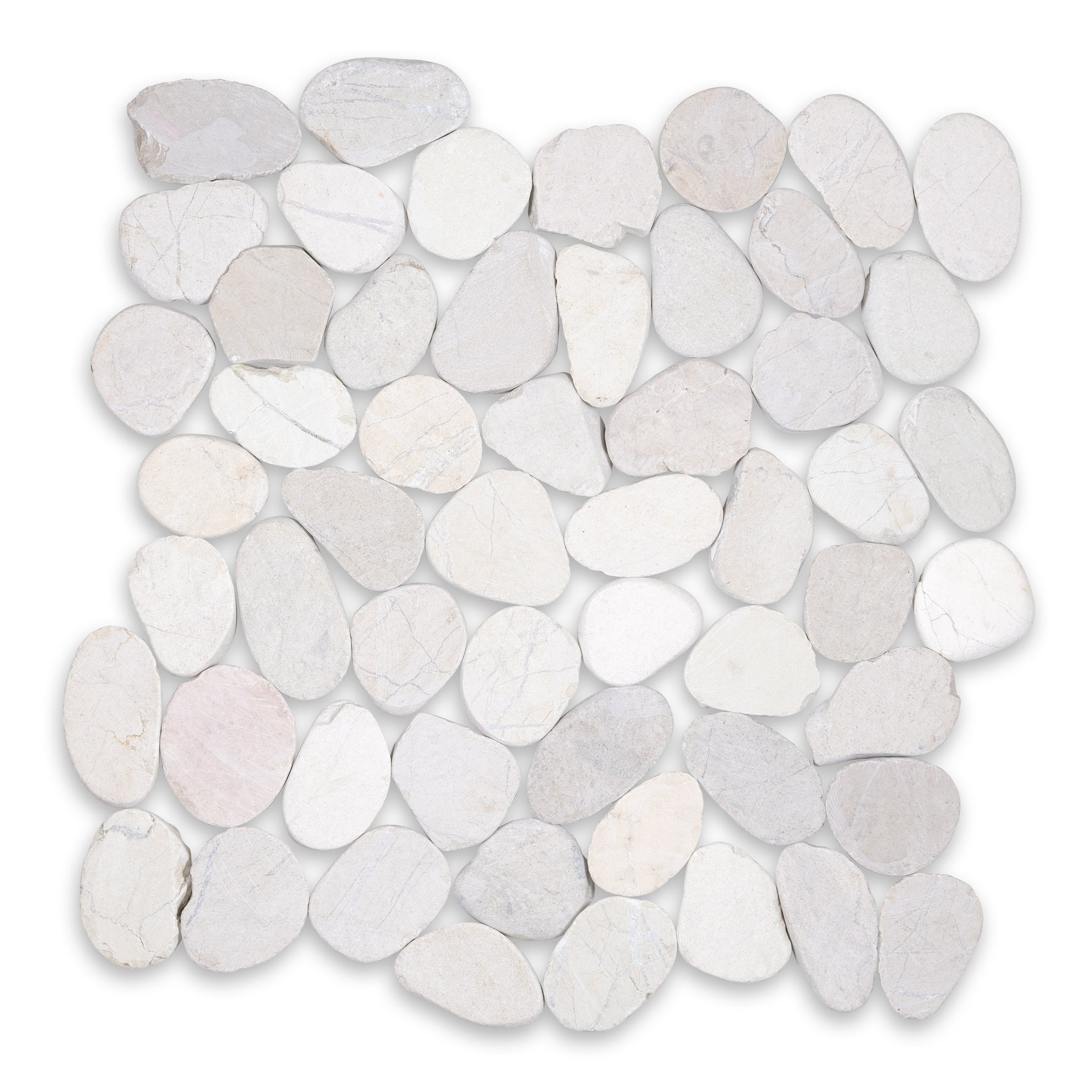 PEBBLES: Wakaari Sliced Flat Pebbles Mosaic (12"x12"x3/8" | Honed)