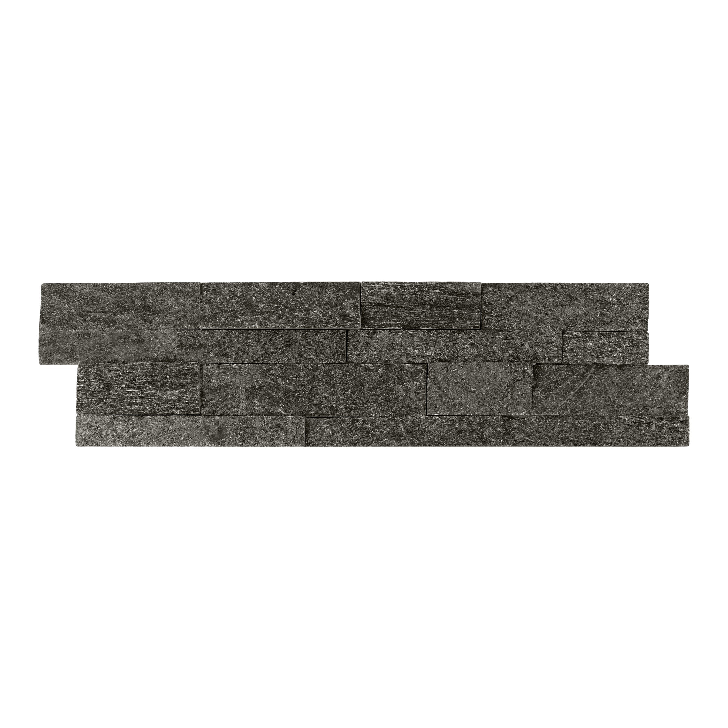 BLACK QUARTZITE: Ledger Stone Flat Wall Panel (6"x24"x3/4"-1 1/8" | Rockface)