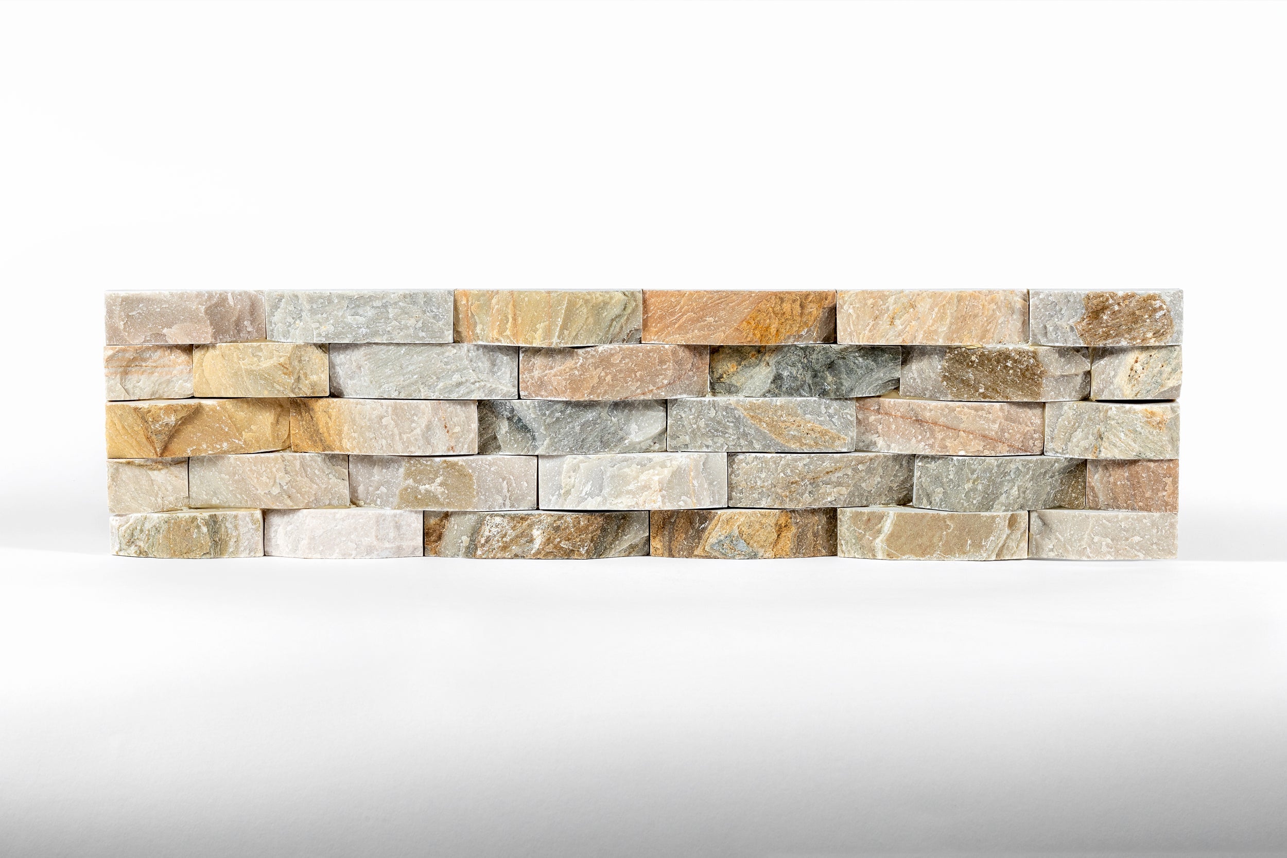 DESERT GOLD: Quartzite Ledger Stone Flat Wall Panel (6"x24"x3/4"-1 3/8" | Splitface)