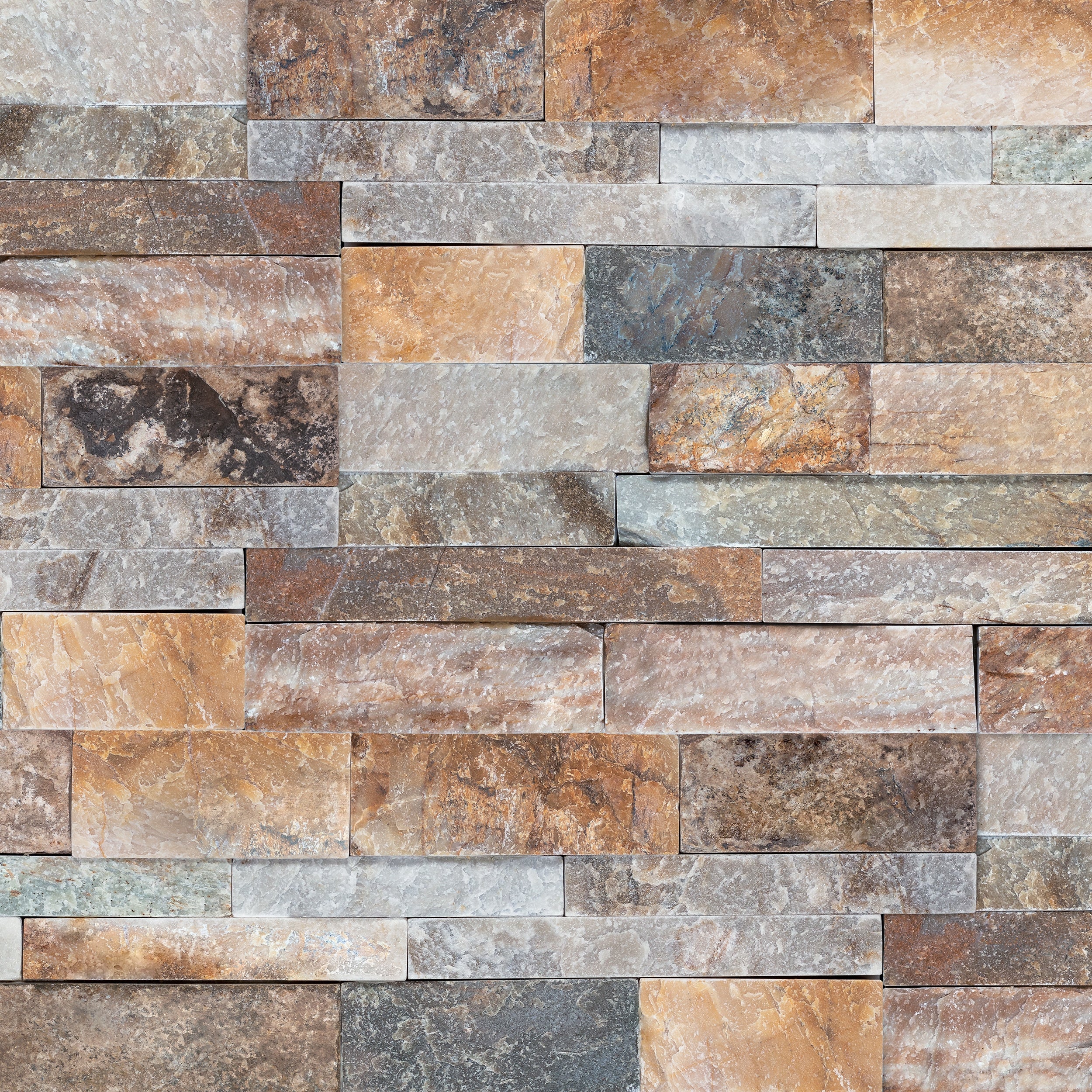 DESERT GOLD: Quartzite Dressed Ledger Stone Flat Wall Panel (6"x24"x3/4"-1 1/4" | Rockface)