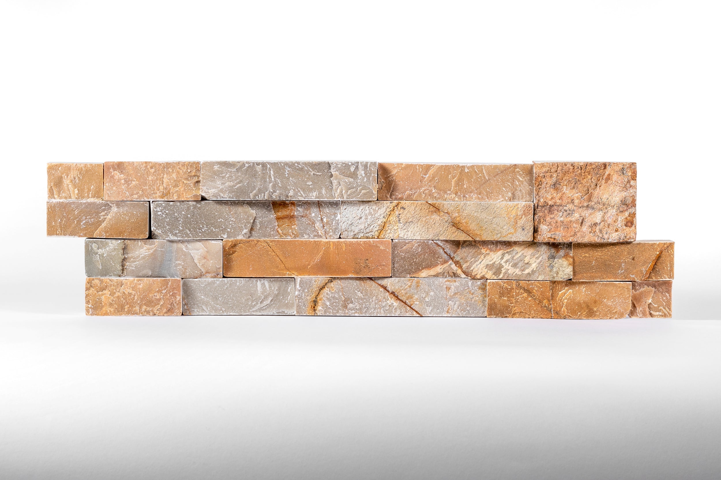 DESERT GOLD: Quartzite Ledger Stone Flat Wall Panel (6"x24"x1/2"-1 1/2" | Rockface)