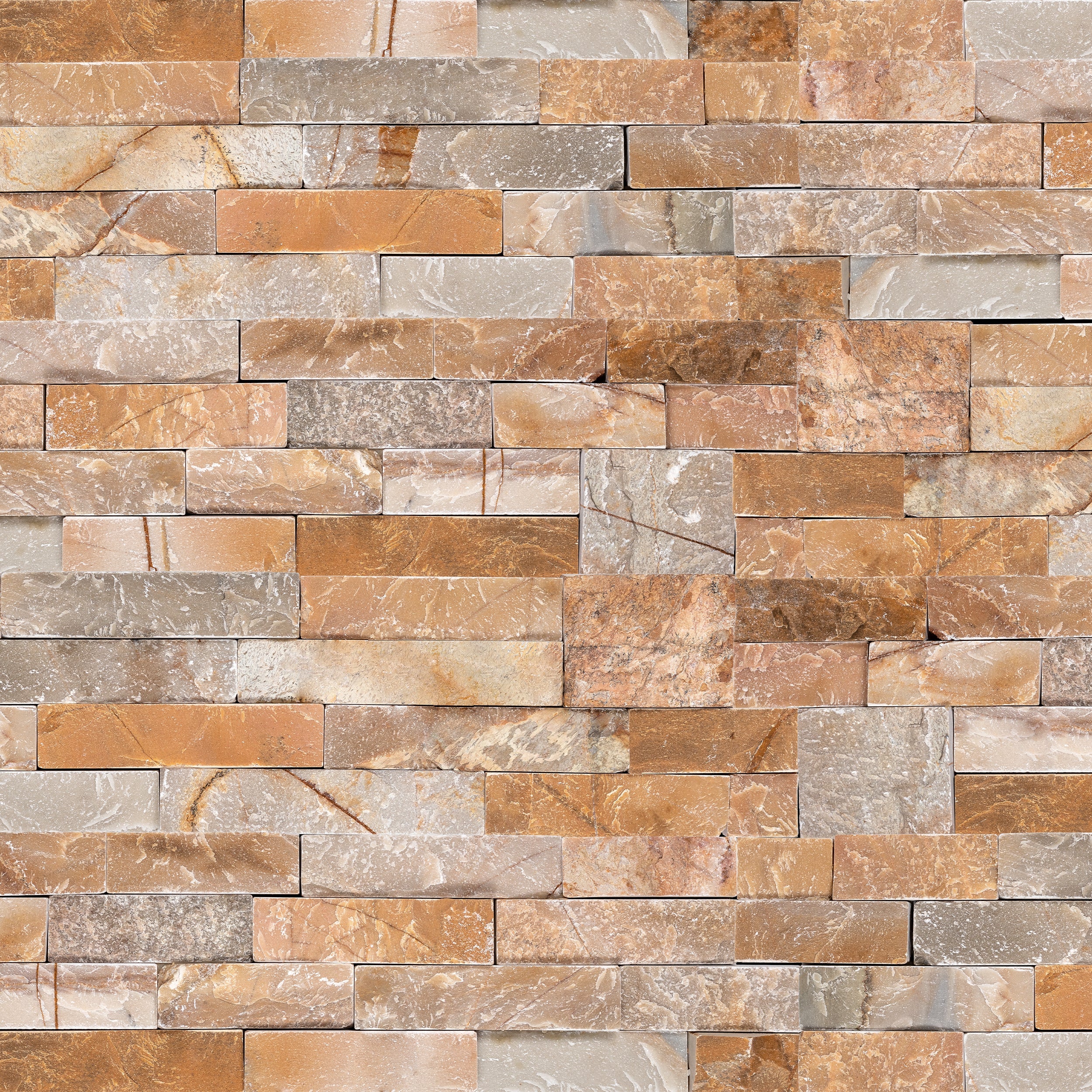 DESERT GOLD: Quartzite Ledger Stone Flat Wall Panel (6"x24"x1/2"-1 1/2" | Rockface)