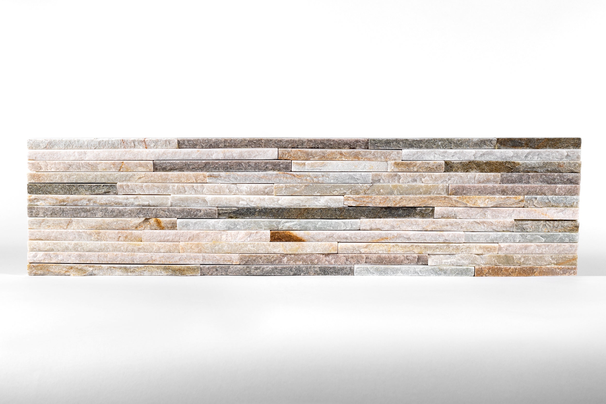 DESERT GOLD: Quartzite Ledger Stone Flat Wall Panel (6"x24"x1/2"-3/4" | Splitface)