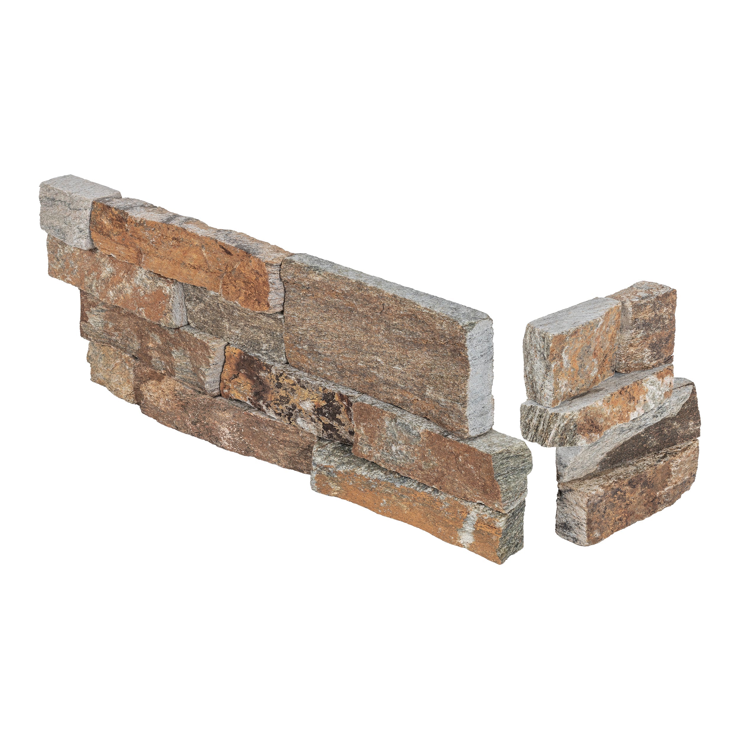 OAK MOUNTAIN: Quartzite Ledger Stone Smart Corner Wall Panel (6"x6", 6"x18" | Rockface)