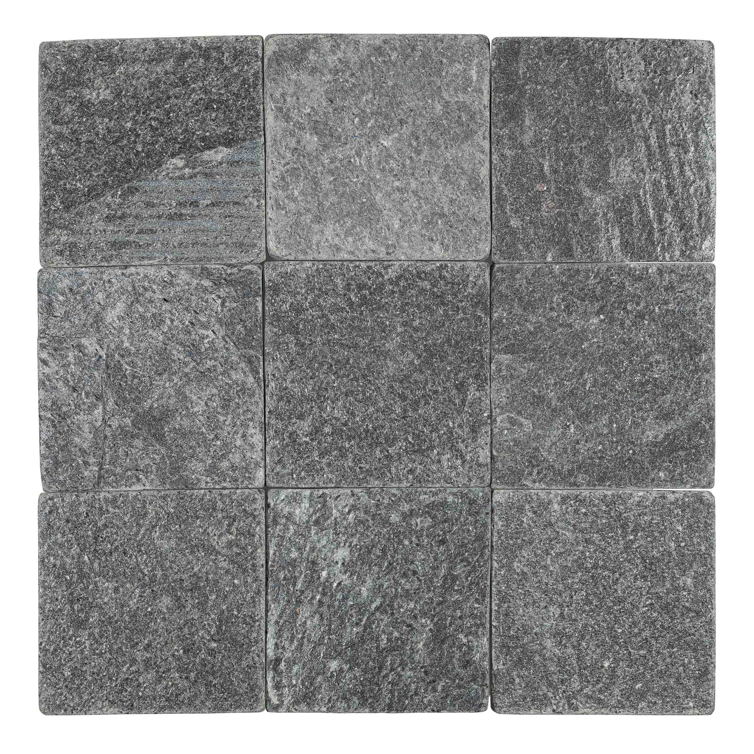 OSTRICH GREY: Quartzite Square Field Tile (4"x4"x3/8" | Tumbled)