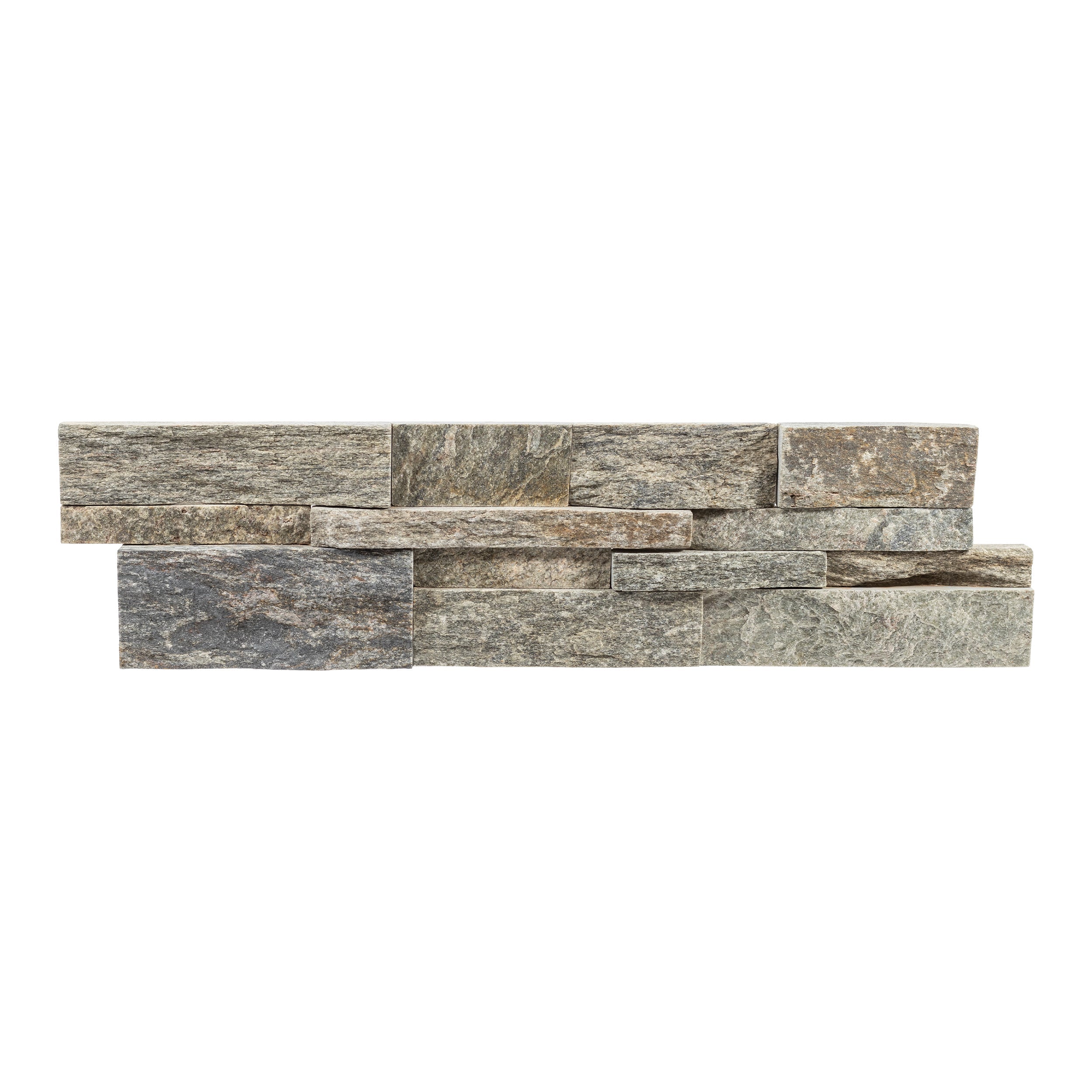 SAGE GREEN: Quartzite Ledger Stone Flat Wall Panel (6"x24"x3/4"-1 1/2" | Rockface)