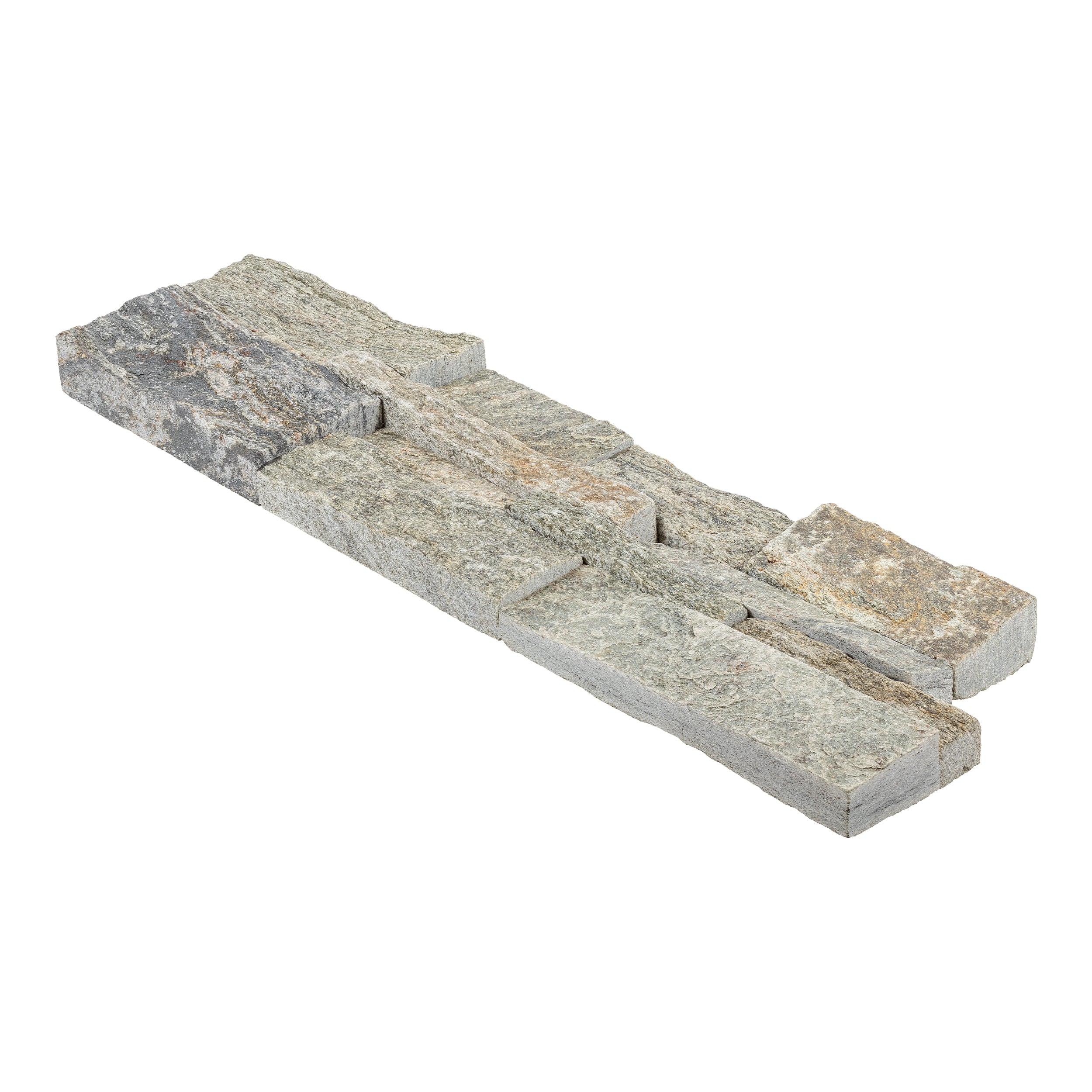 SAGE GREEN: Quartzite Ledger Stone Flat Wall Panel (6"x24"x3/4"-1 1/2" | Rockface)