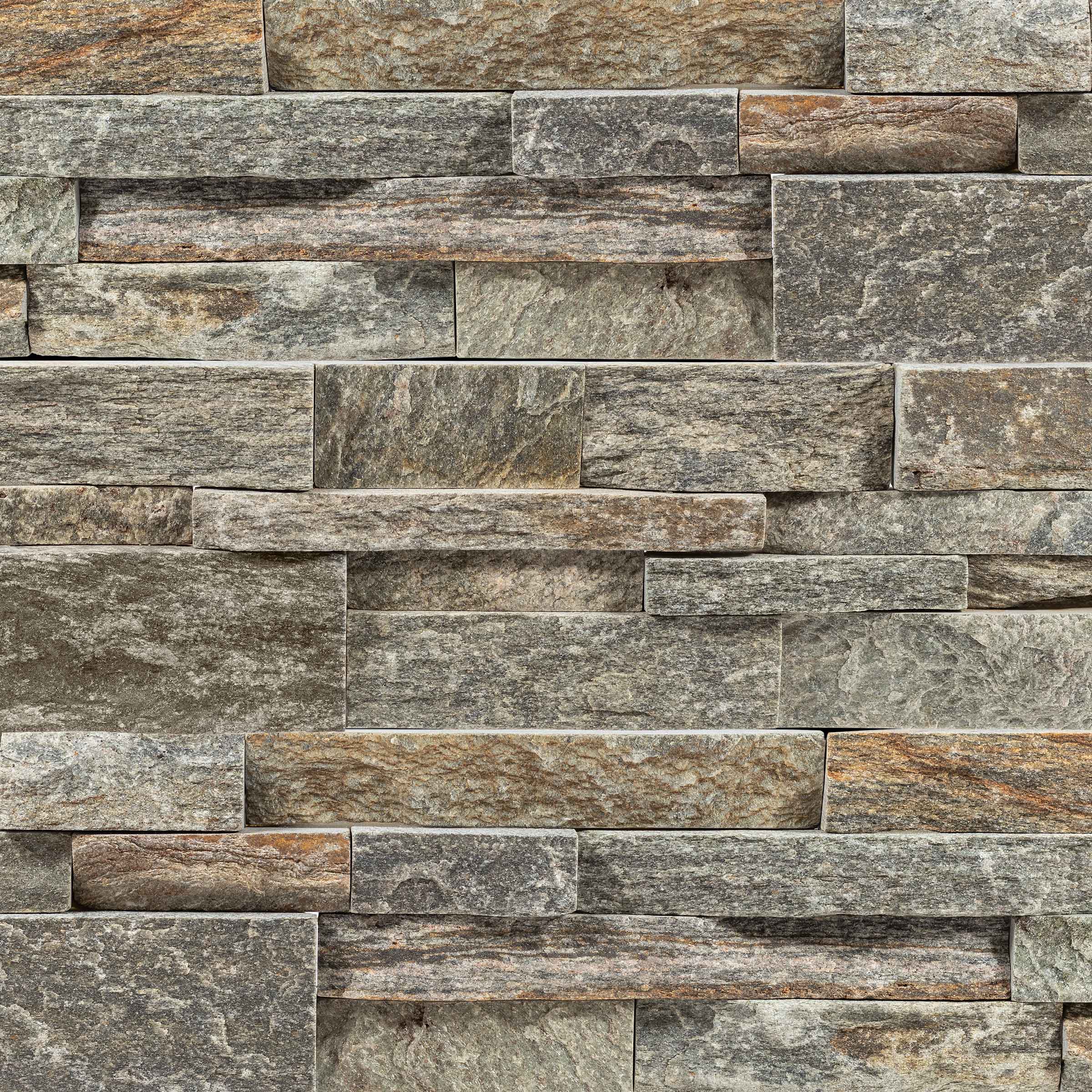 SAGE GREEN: Quartzite Ledger Stone Flat Wall Panel (6"x24"x3/4"-1 1/2" | Rockface)