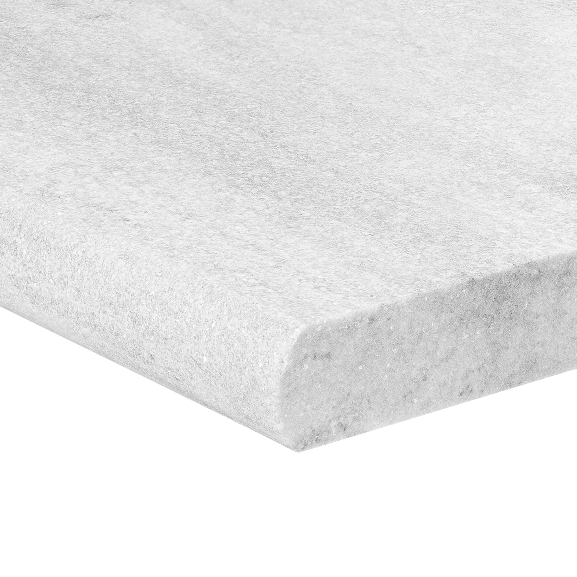 WHITE QUARTZITE: Single Bulnose 24 Pool Coping Paving Accessory (12"x24"x1 9/16" | Flamed, Brushed)