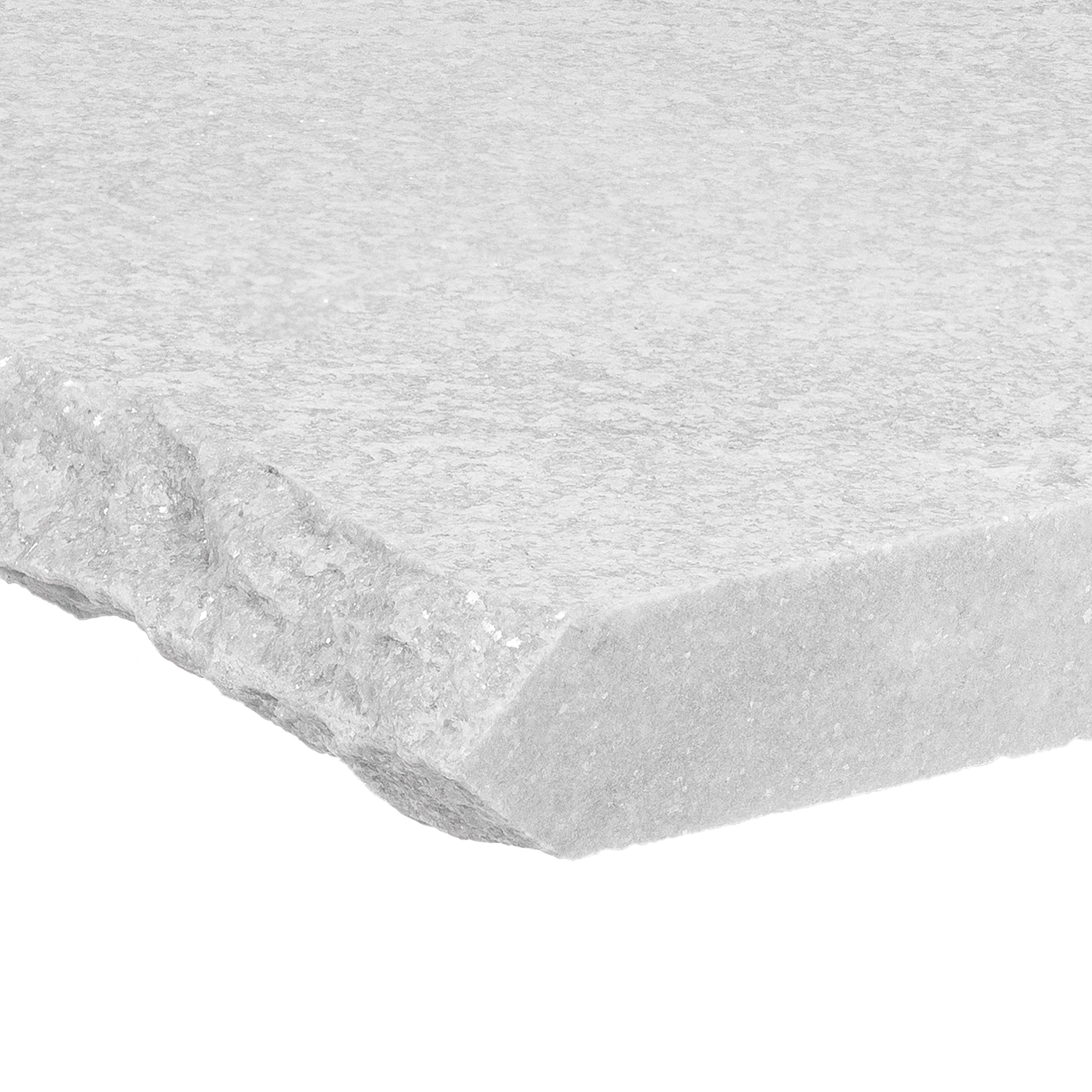 WHITE QUARTZITE: Double Chiseled 24 Wall Cap Paving Accessory (12"x24"x1 9/16" | Flamed, Brushed)