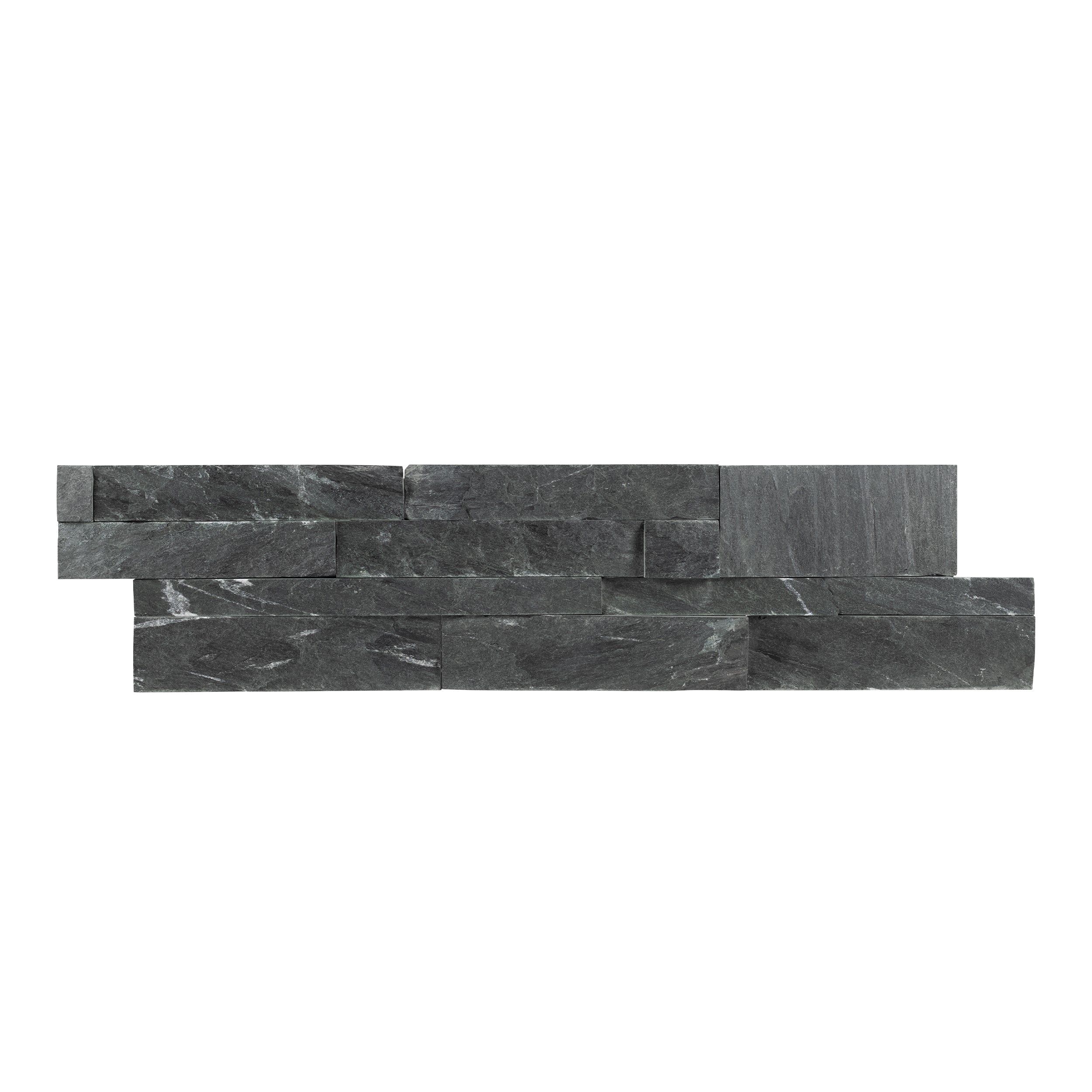 MARINE BLACK: Schist Ledger Stone Flat Wall Panel (6"x24"x1/2"-1 1/8" | Rockface)