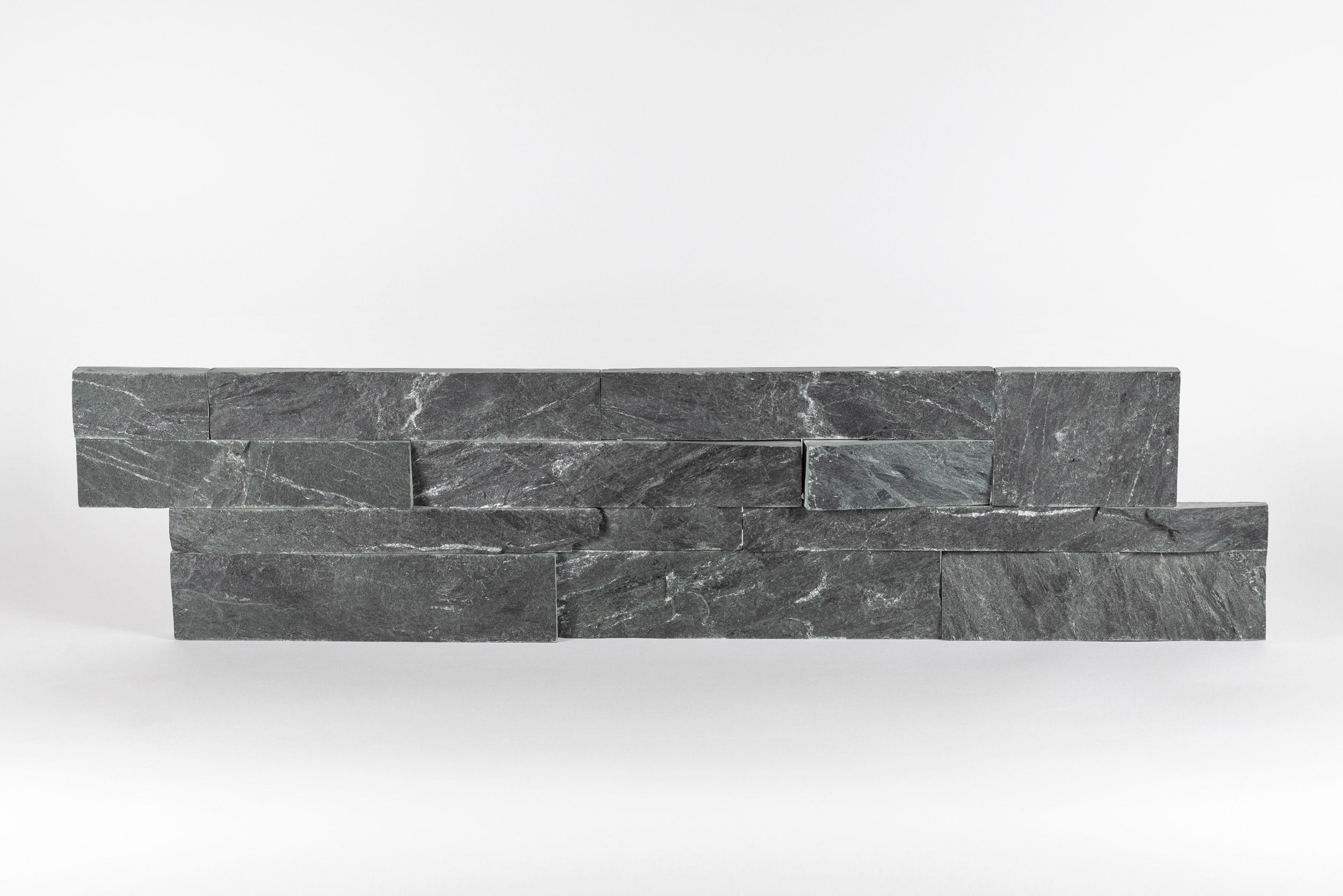 MARINE BLACK: Schist Ledger Stone Flat Wall Panel (6"x24"x1/2"-1 1/8" | Rockface)