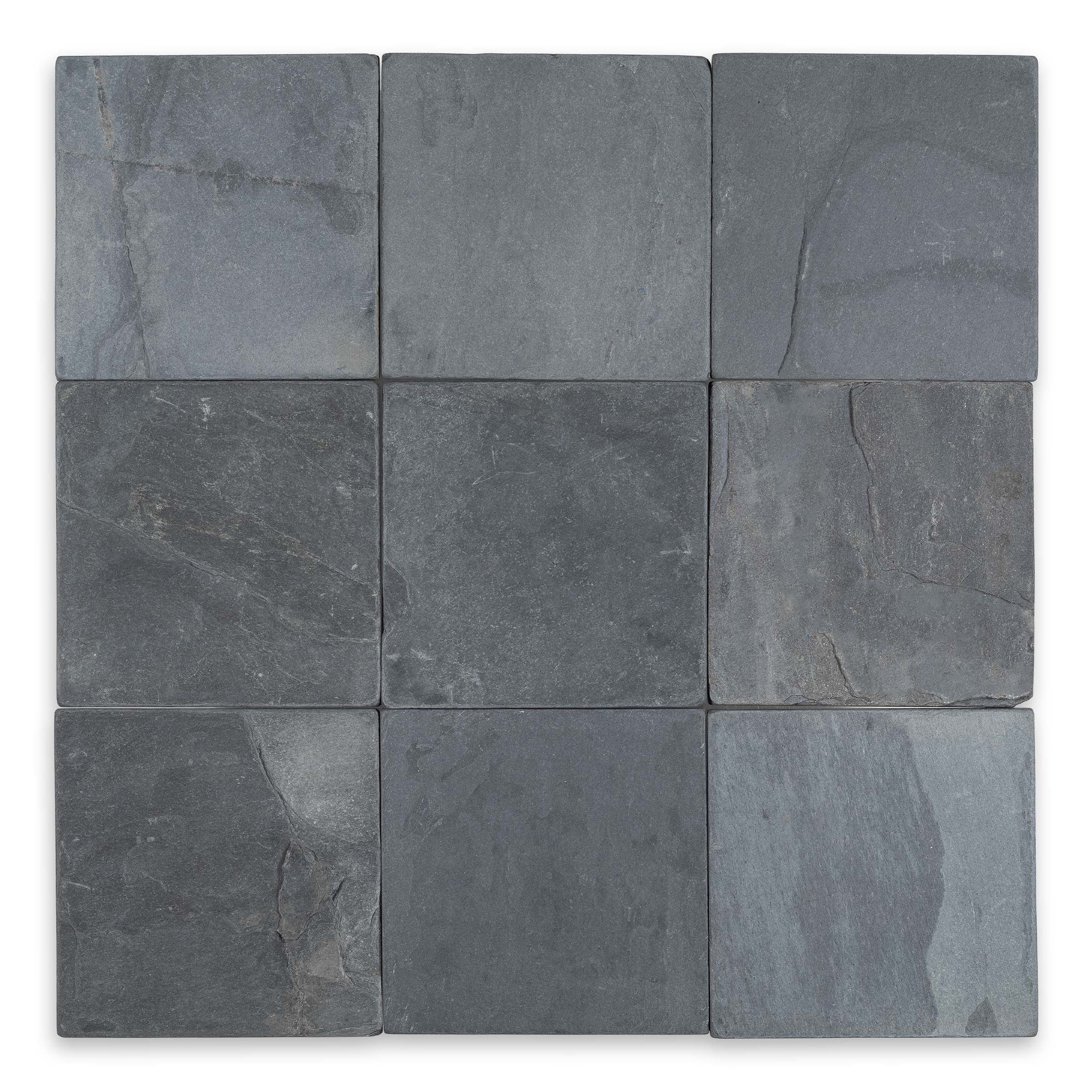 INDIAN BLACK: Slate Square Field Tile (4"x4"x3/8" | Tumbled)