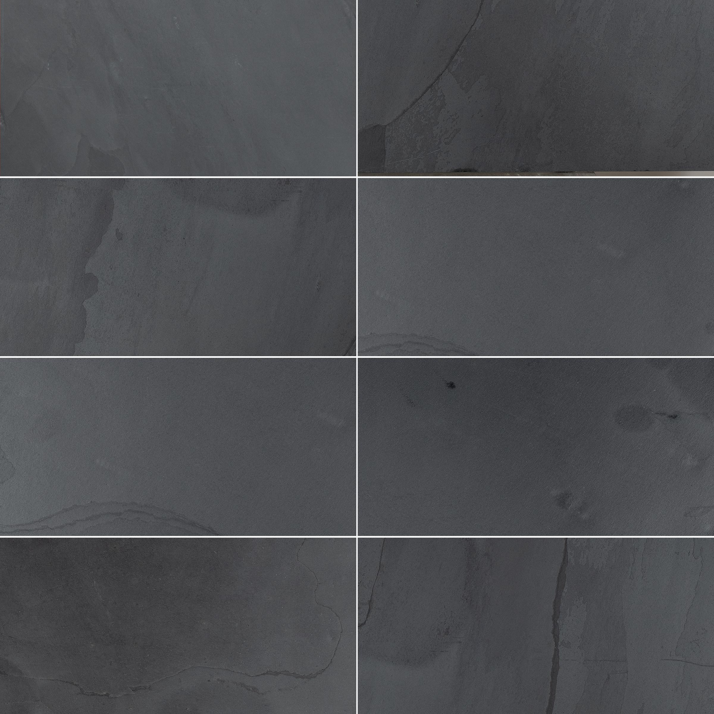 INDIAN BLACK: Slate Rectangle Field Tile (12"x24"x1/2" | Gauged)