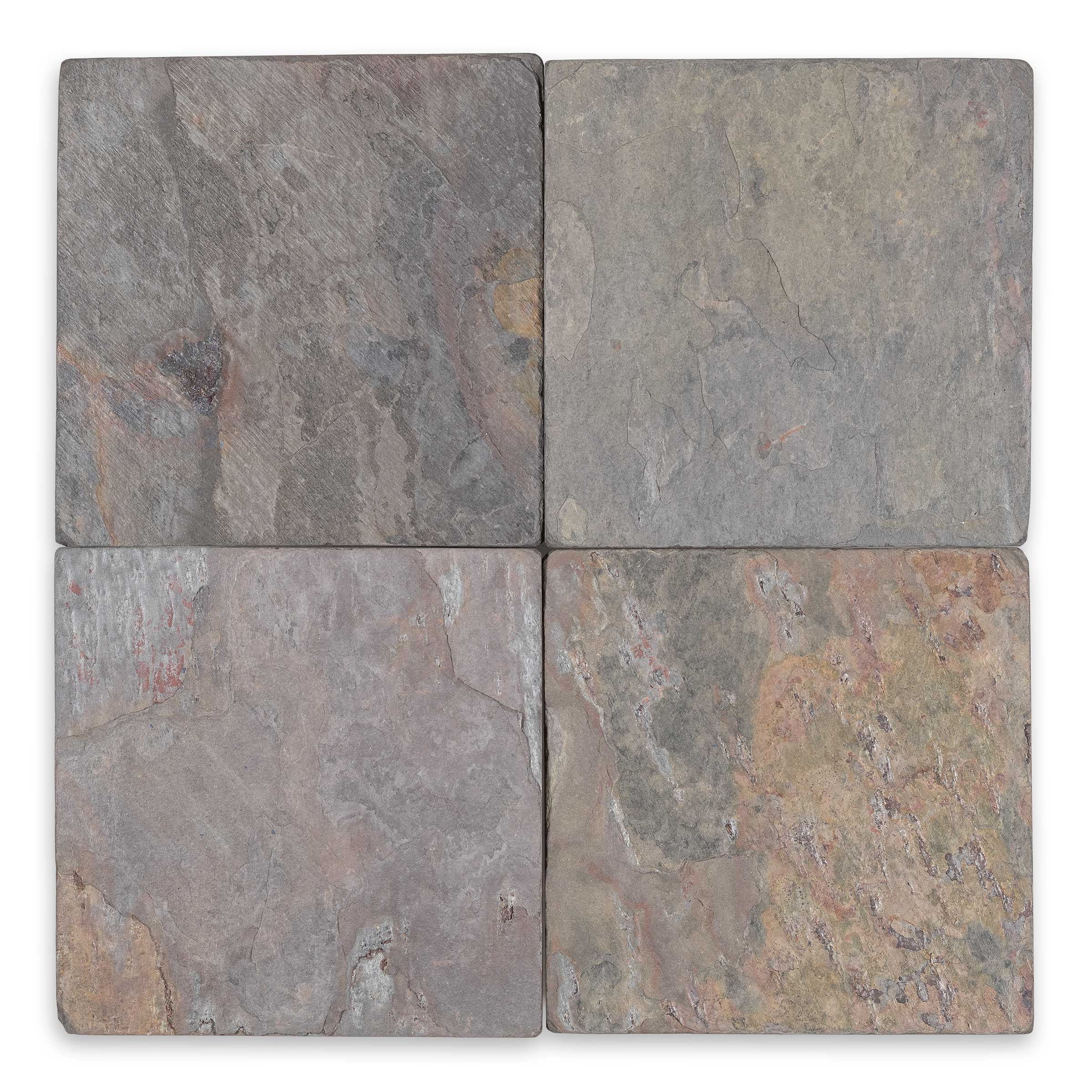 INDIAN MULTICOLOR: Slate Square Field Tile (6"x6"x3/8" | Tumbled)